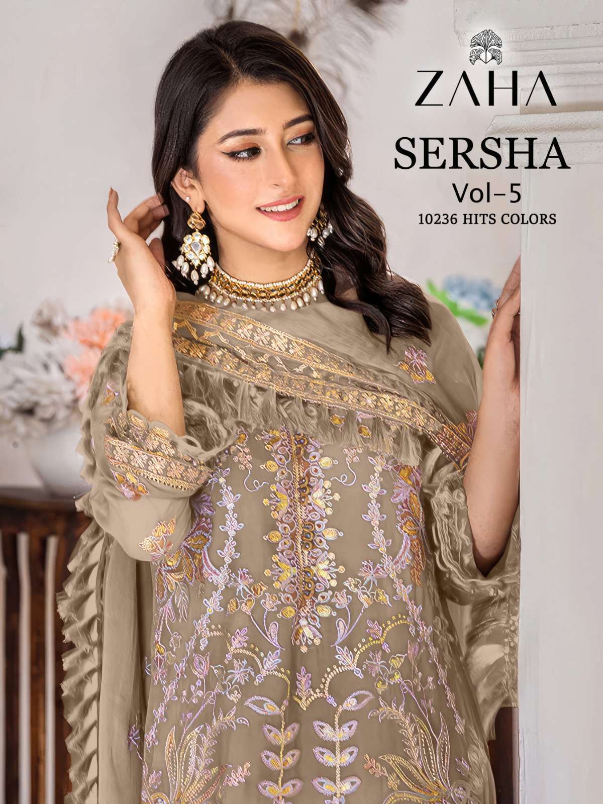 ZAHA SERSHA VOL 5 10236 HIT COLORS PAKISTANI ORGAZNA SUIT COLLECTION WHOLESALE PRICE