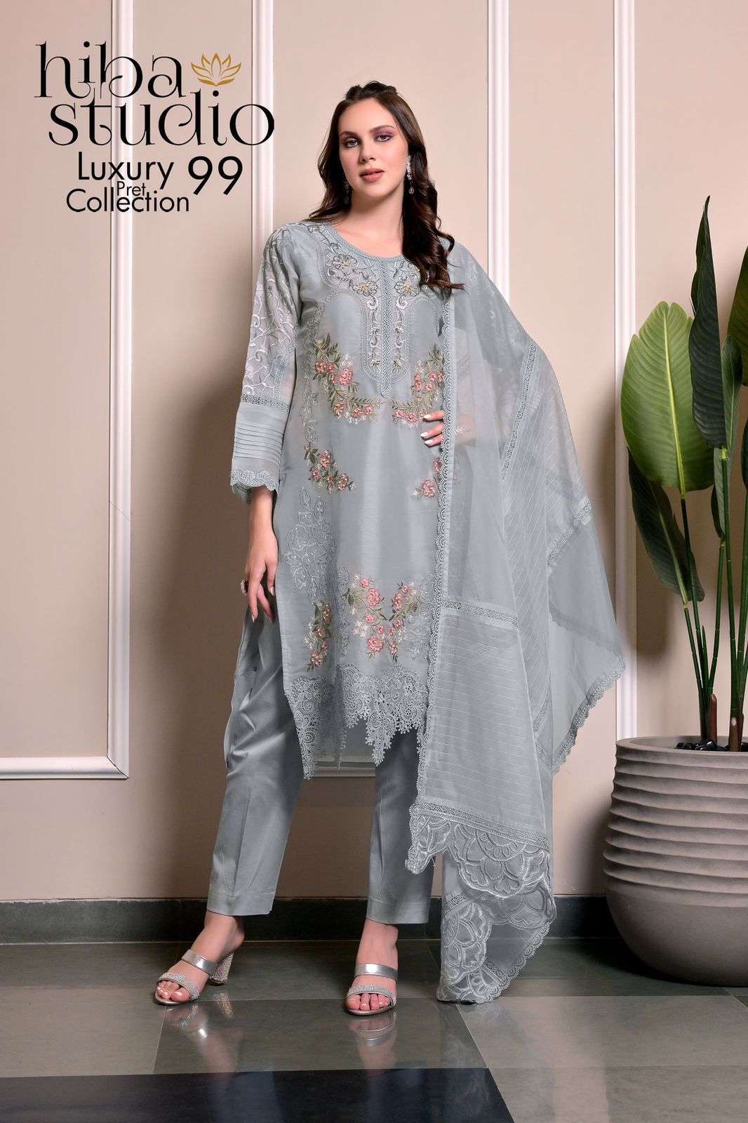 HIBA STUDIO LPC VOL 99 ORGANZA PAKISTANI SUIT READYMADE EXPORTER 