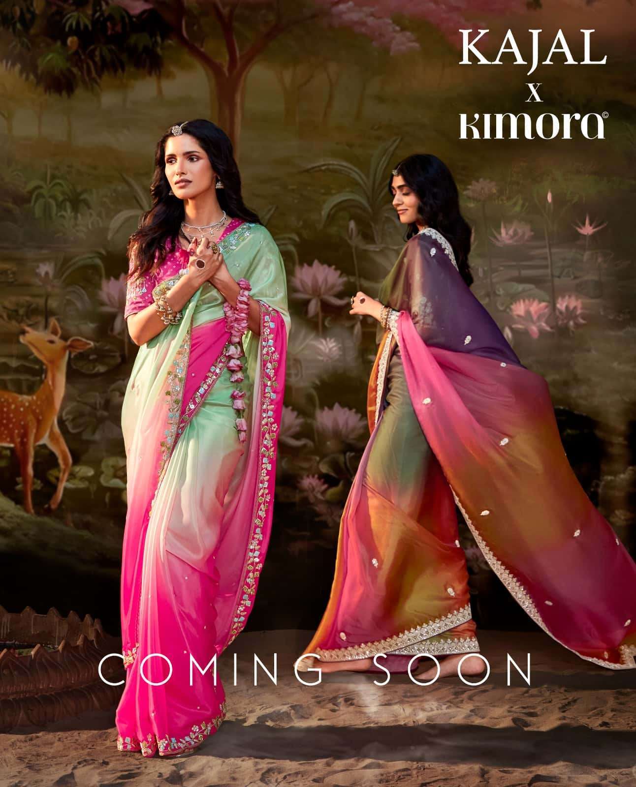 KIMORA KAJAL VOL 15 5341 TO 5355 PARTYWEAR STYLE DESIGNER SAREE COLLECTION BEST RATE SUPPLIER 2024