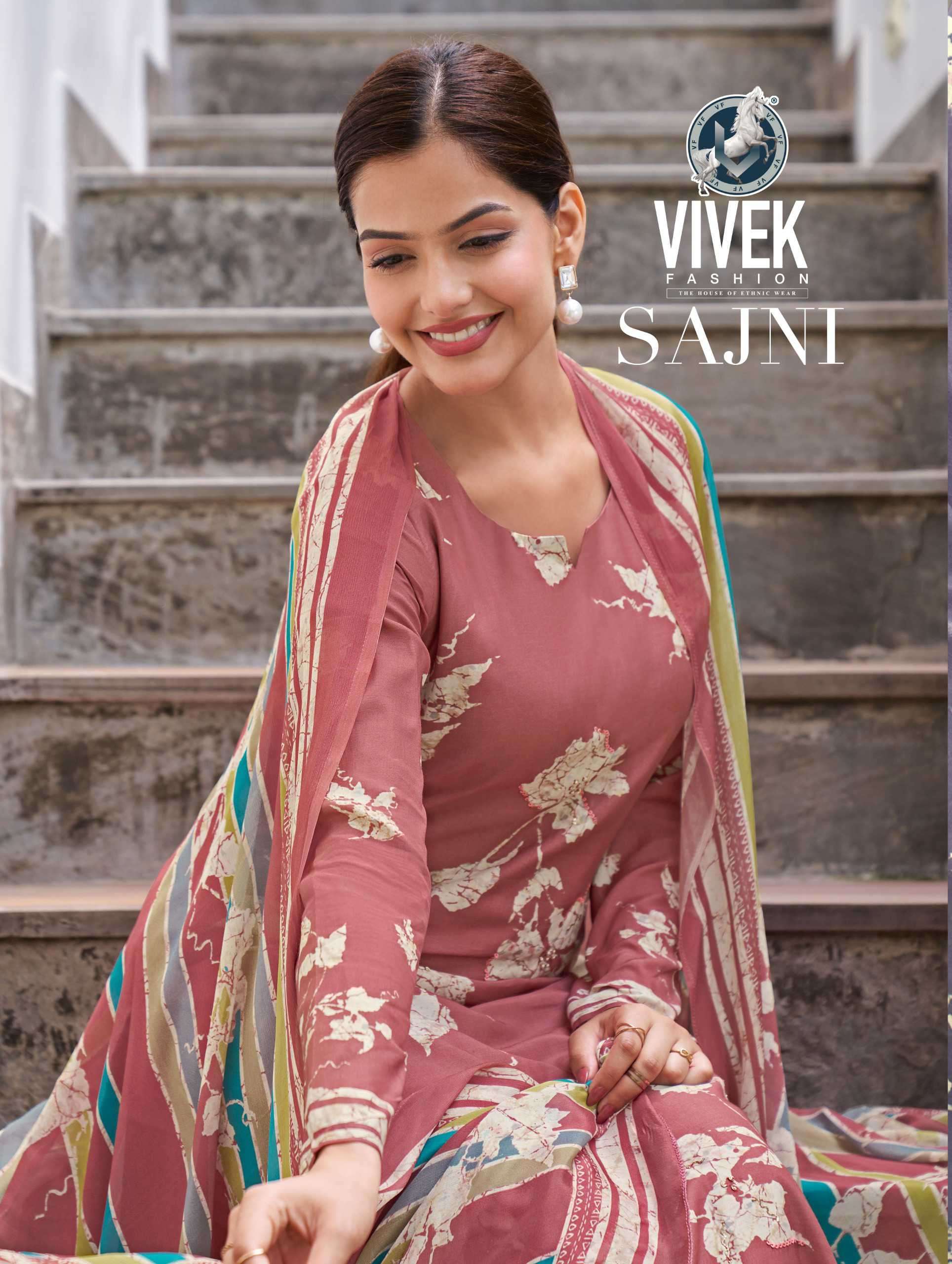 VIVEK FASHION SAJNI PURE MUSLIN LADIES SUIT CATALOG DEALER EXPORTER 2024