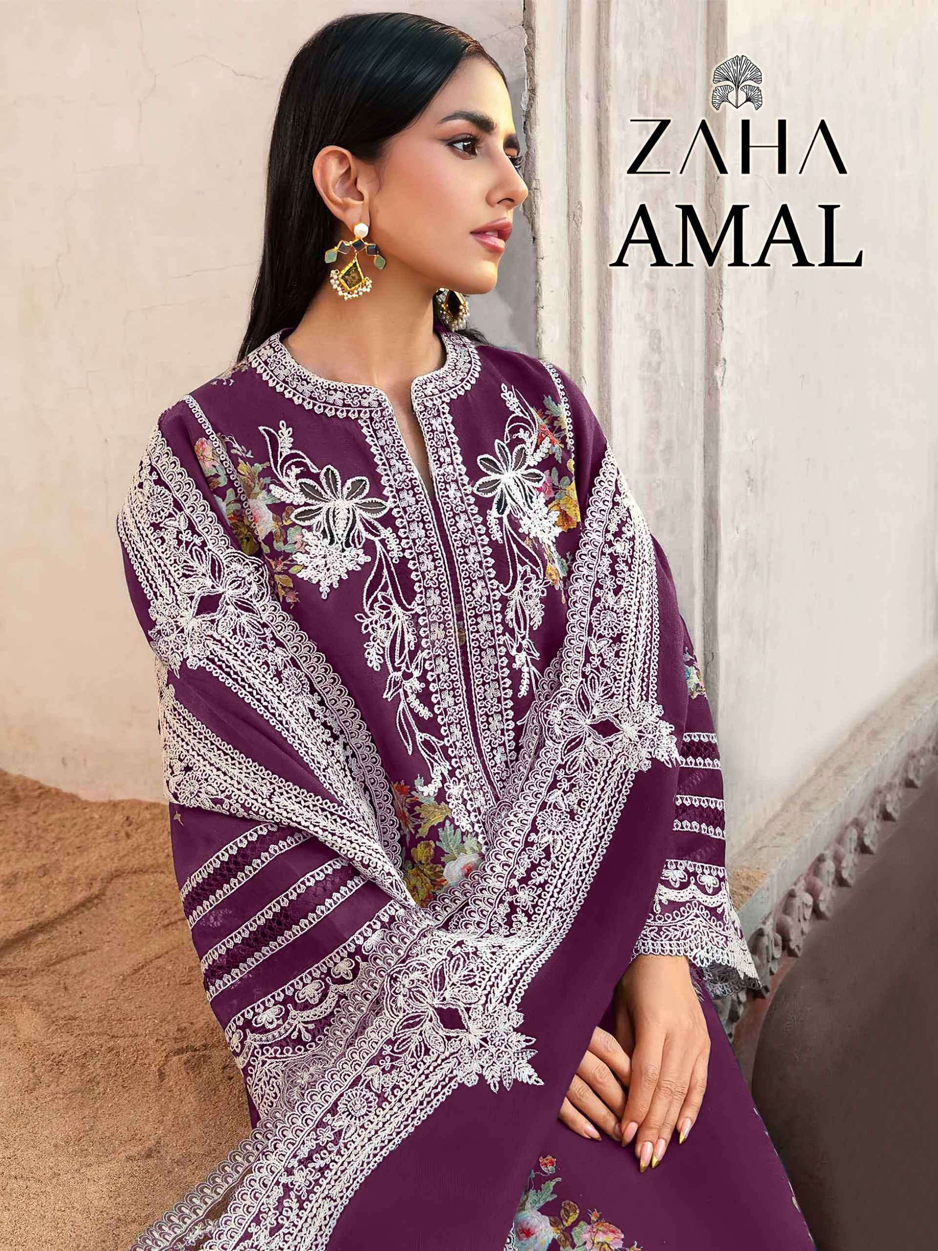 ZAHA AMAL 10356 COLORS HEAVY EMBROIDERED COTTON PAKISTANI SUIT COLLECTION WHOLESALE PRICE 