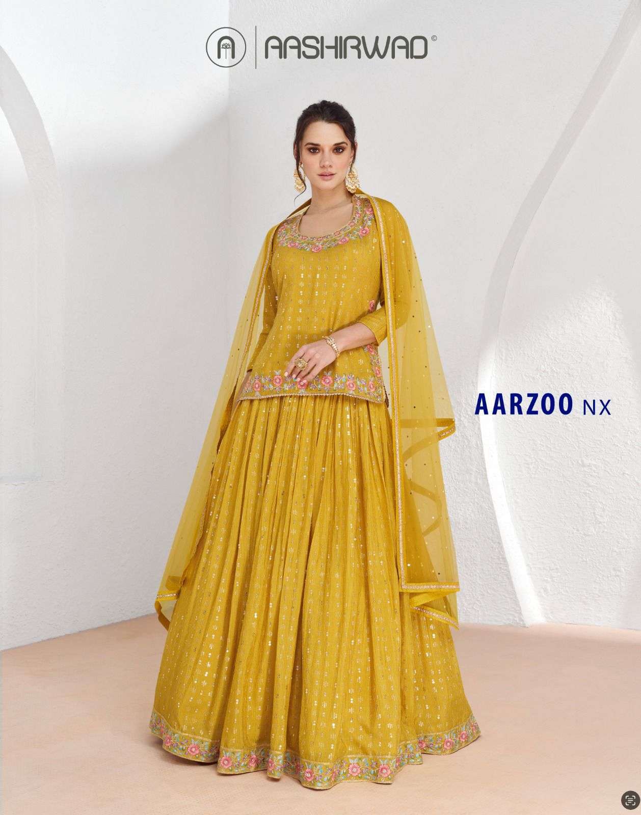 AASHIRWAD AARZOO NX DESIGNER INDO WESTERN READYMADE DRESS COLLECTION WHOLESALE RATE 