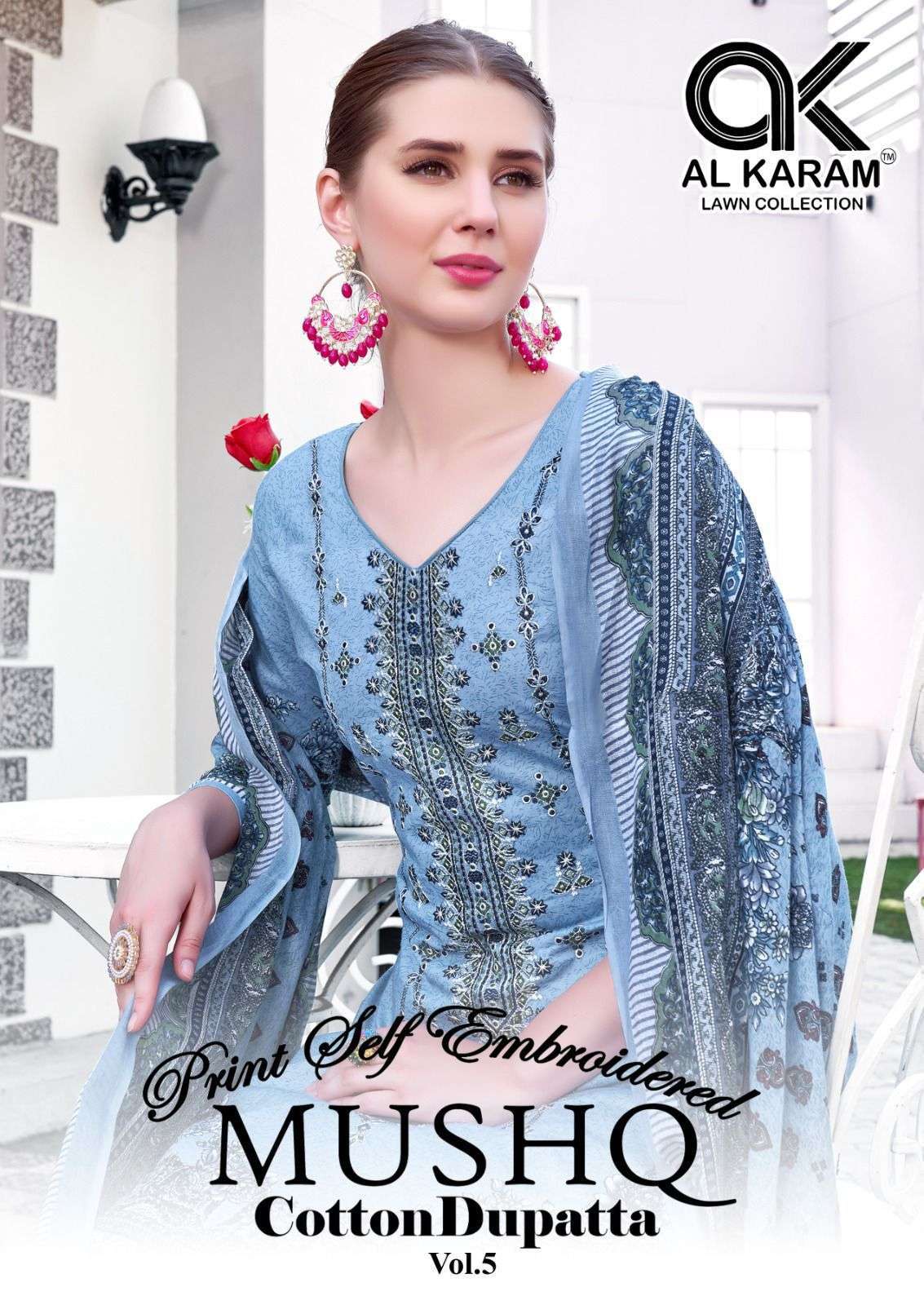 AL KARAM MUSHQ VOL 5 PURE LAWN COTTON DRESS CATALOGUE EXPORTER 2024