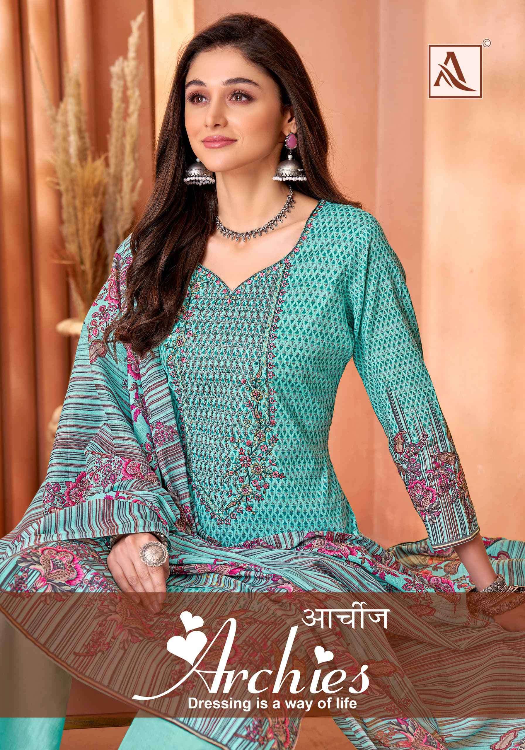 ALOK SUIT ARCHIES FANCY COTTON SALWER KAMEEZ CATALOG SUPPLIER 2024