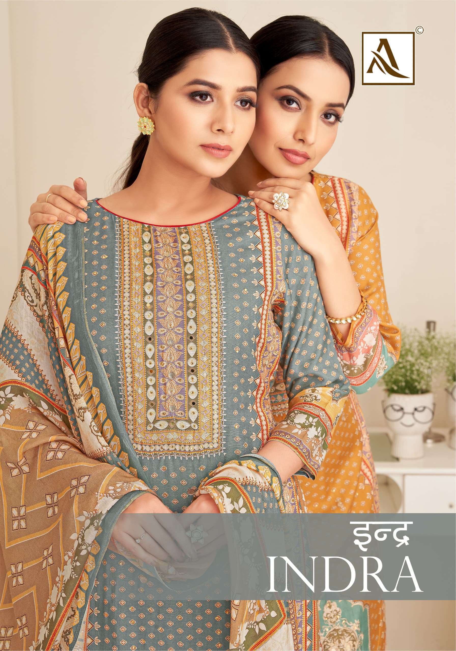 ALOK SUIT INDRA FANCY MUSLIN SUIT CATALOG WHOLESALER 2024