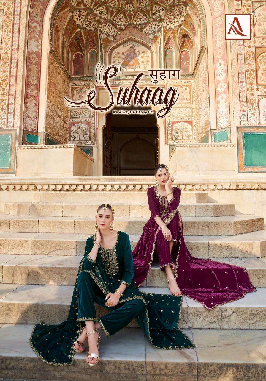 ALOK SUIT SUHAAG FANCY VELVET DESIGNER SUIT SUPPLIER WHOLESALER 