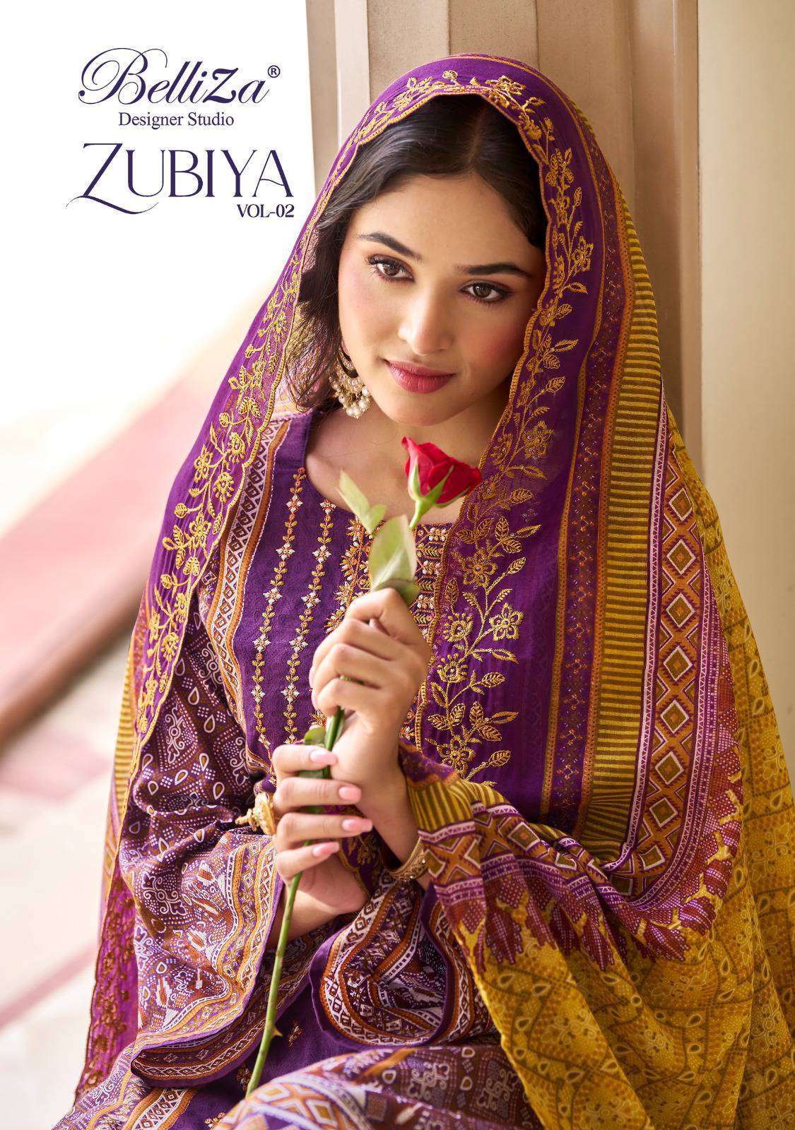 BELLIZA ZUBIYA VOL 2 FANCY COTTON PAKISTANI EMBROIDERY DRESS COLLECTION WHOLESALER PRICE 