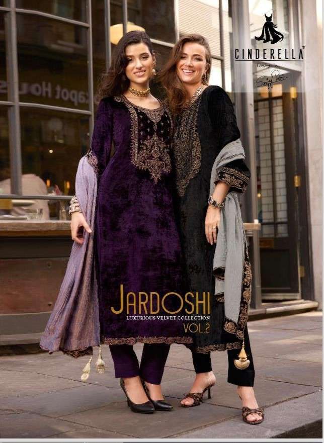 CINDERELLA JARDOSHI VOL 2 DESIGNER WORK VELVET SUIT NEW COLLECTION WHOLESALER 