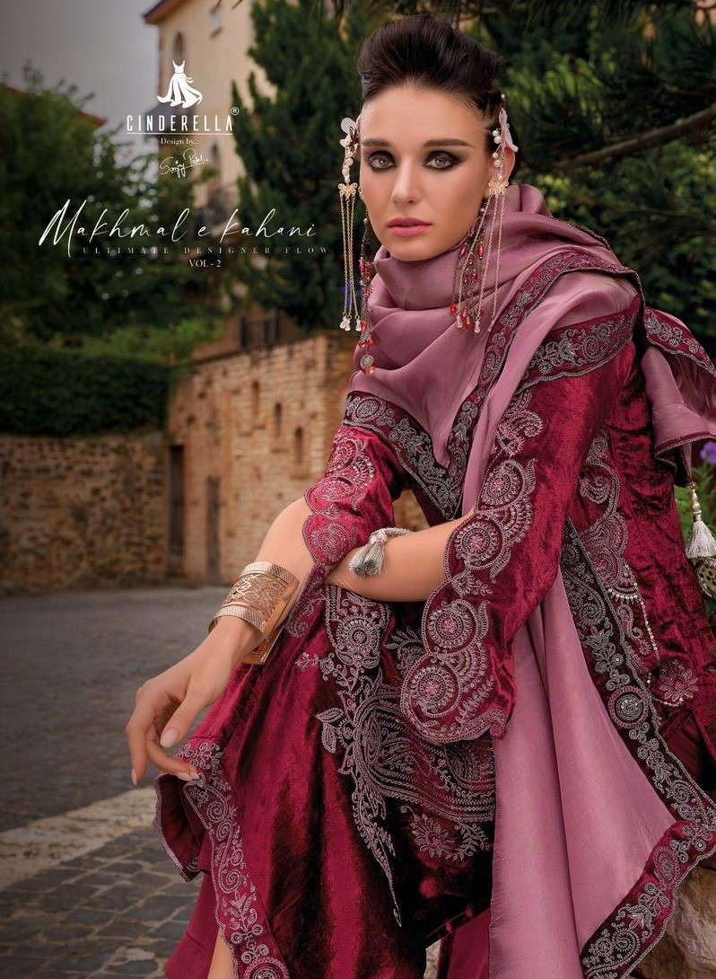 CINDERELLA MAKHMAL E KAHANI VOL 2 LATEST DESIGNER VELVET SUIT EXPORTER 2024