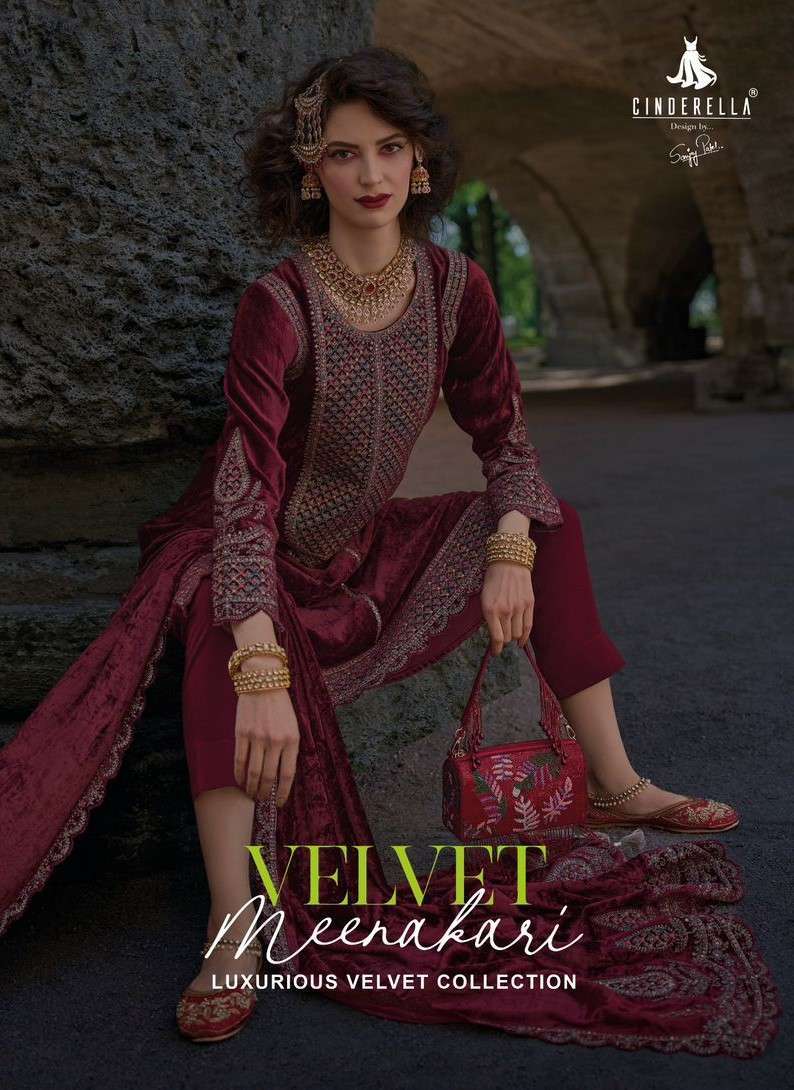 CINDERELLA VELVET MEENAKARI DESIGNER VELVET SUIT EXPORTER 2024