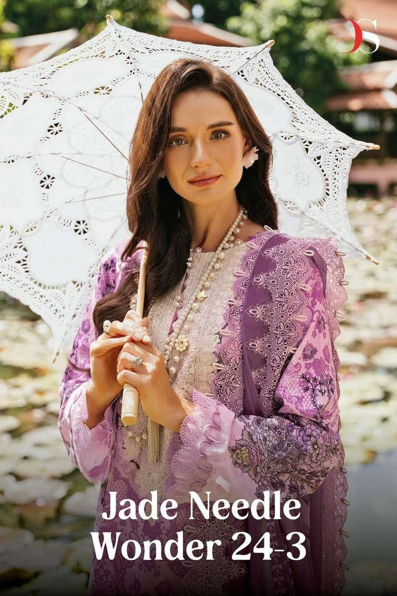 DEEPSY JADE NEEDLE WONDER 24 3 PAKISTANI COTTON SUIT CATALOG SUPPLIER EXPORTER 