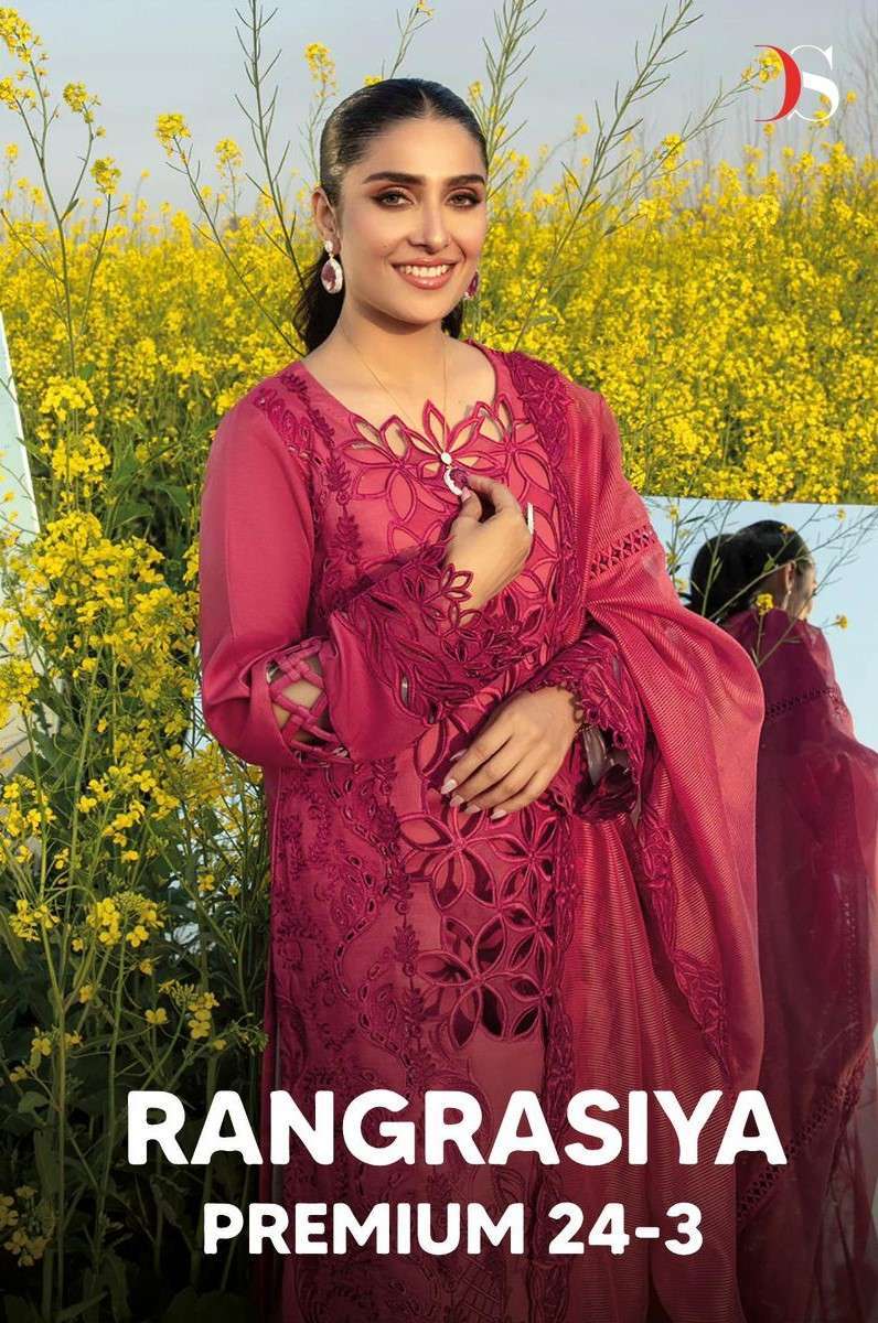 DEEPSY RANGRASIYA PREMIUM LAWN 24 3 DESIGNER PAKISTANI COTTON SUIT SUPPLIER WHOLESALER DEEPSY SUIT 