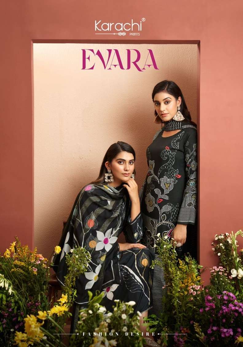 KARACHI PRINT EVARA PURE MUSLIN DIGITAL PRINTED HANDWORK SUIT COLLECTION WHOLESALE PRICE 