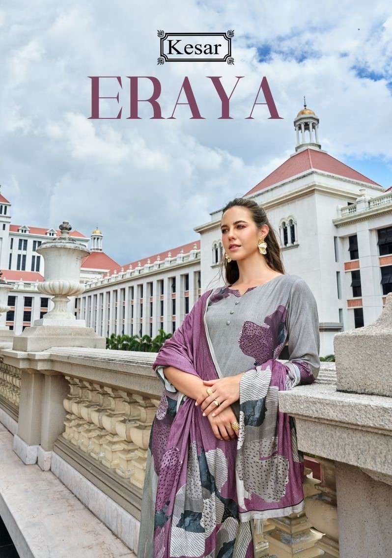 KARACHI PRINTS KESAR ERAYA VISCOSE PATTERN PASHMINA SUIT CATALOGUE WHOLESALER 