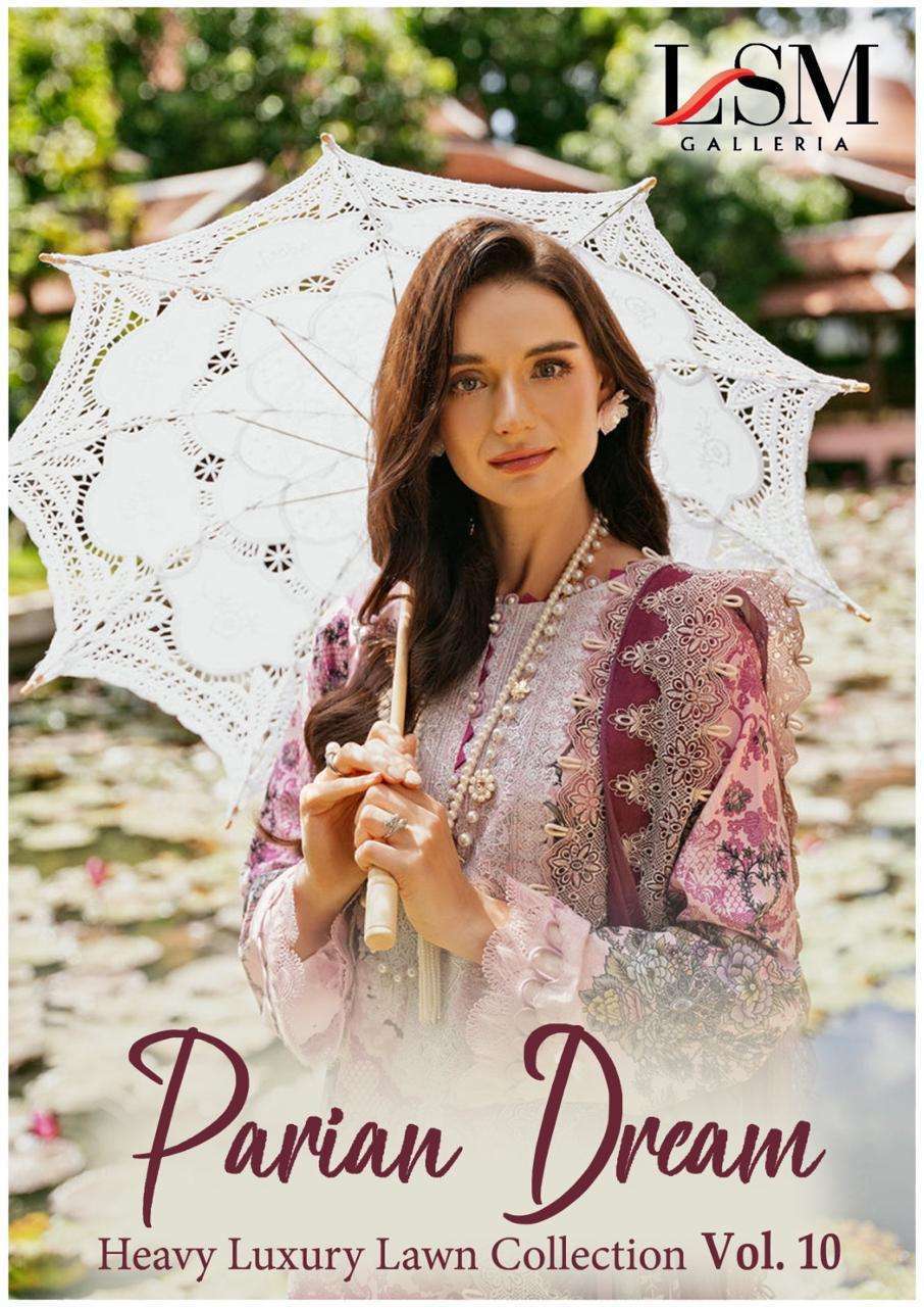 LSM GALLERIA PARIAN DREAM VOL 10 PURE LAWN COTTON SUIT COLLECTION 2024