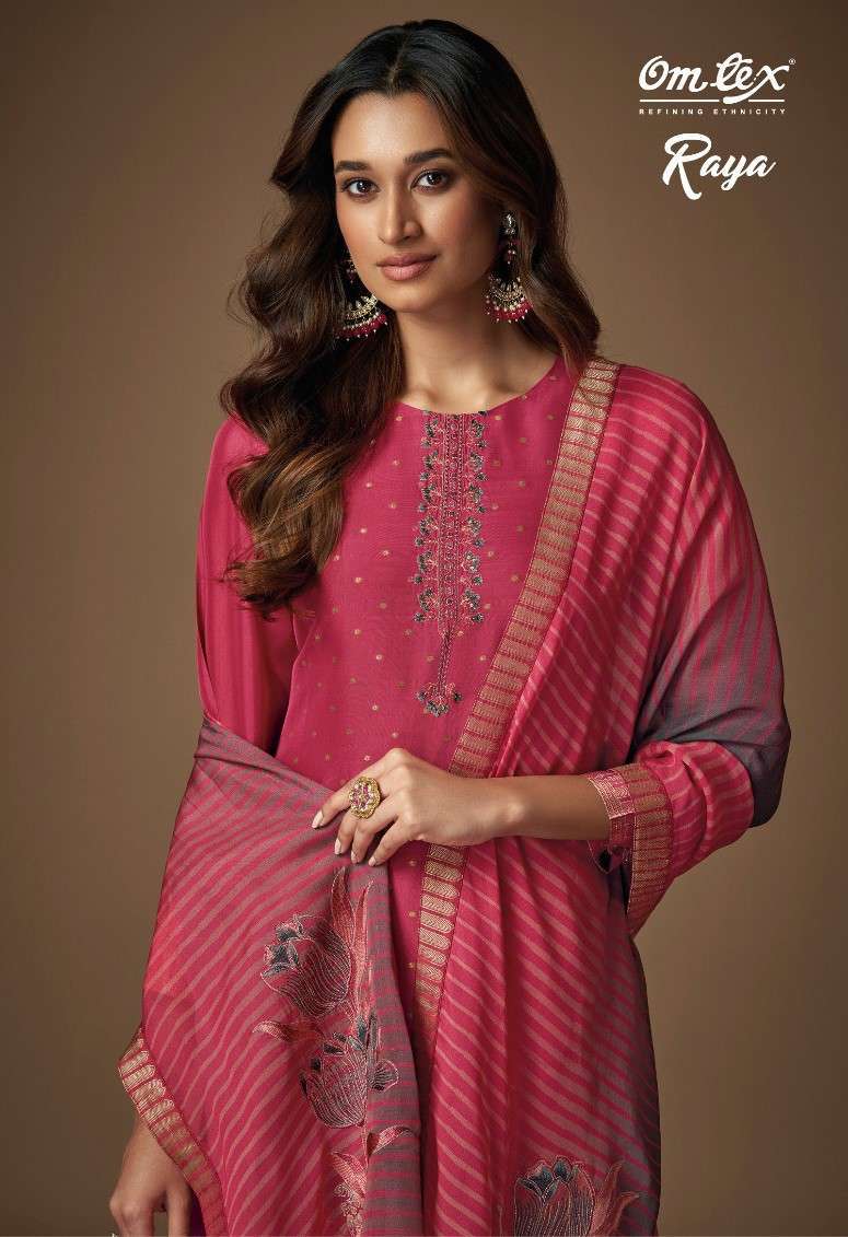 OMTEX RAYA JACQUARD DESIGNS ORGANZA SILK SUIT SUPPLIER BEST RATE 