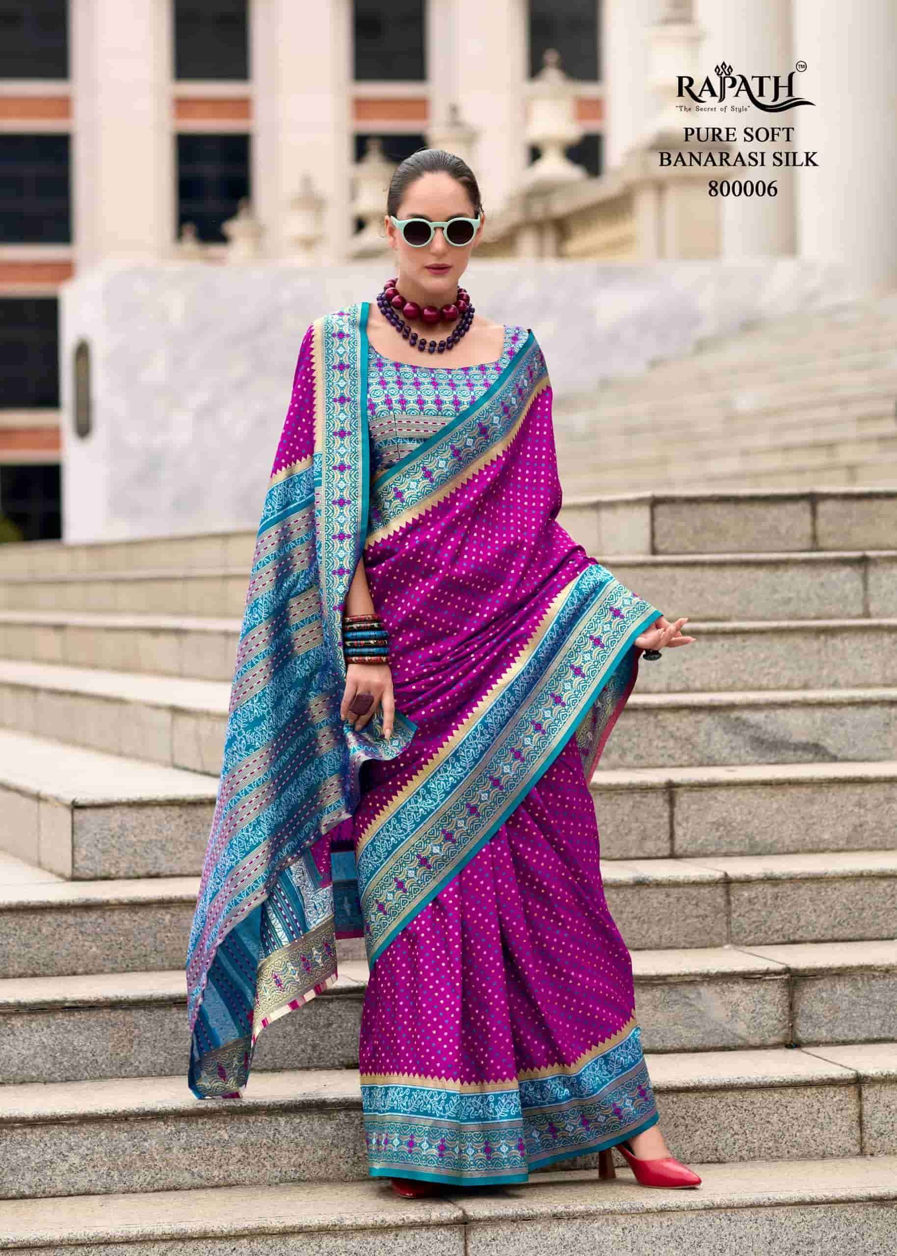 RAJPATH REHANA SILK 800001 TO 800008 FANCY BANARASI SILK SAREE SUPPLIER 2024