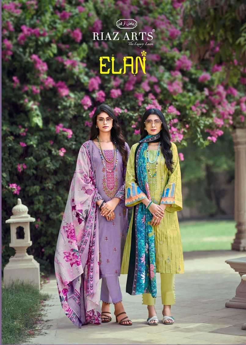 RIAZ ARTS ELAN KARACHI LAWN READYMADE PAKISTANI STYLE DRESS EXPORTER 