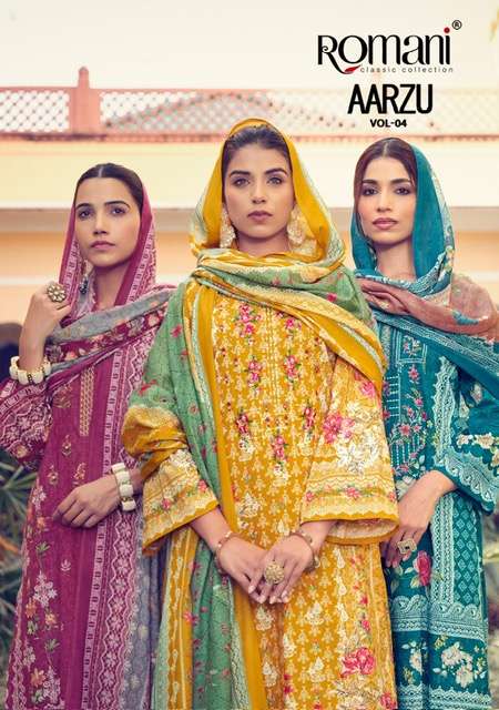 ROMANI AARZU VOL 4 SOFT COTTON DIGITAL PRINT SALWER SUIT COLLCTION WHOLESALE PRICE 