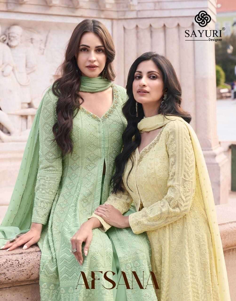 SAYURI DESIGNER AFSANA EXCLUSIVE DESIGN GEORGETTE PARTYWEAR DRESS COLLECTION WHOLESALE PRICE 2024