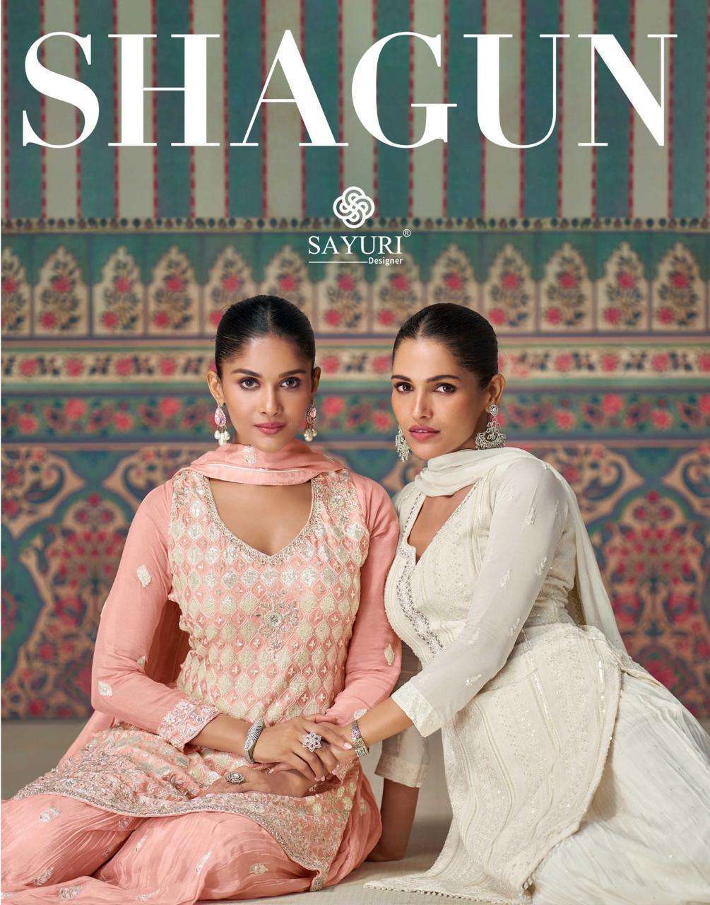 SAYURI SHAGUN 5617 TO 5619 PARTYWEAR SHARARA SUIT CATALOG WHOLESALER 2024