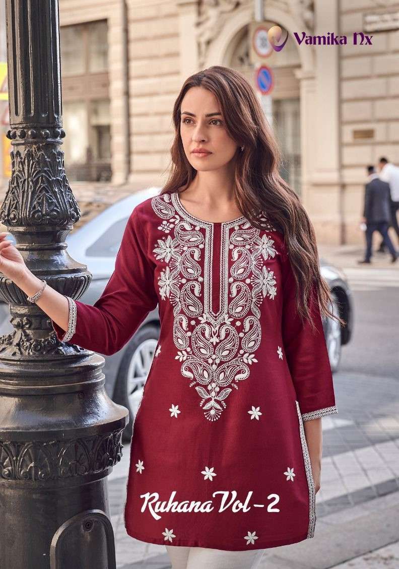 VAMIKA NX RUHANA VOL 2 LADIES WEAR SHORT TUNIC TOP WHOLESALER EXPORTER