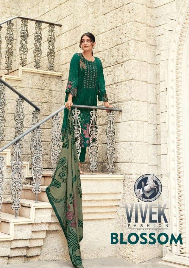VIVEK FASHION BLOOSOM UNSTITCH FANCY MUSLIN SUIT COLLECTION WHOLESALE PRICE EXPORTER 
