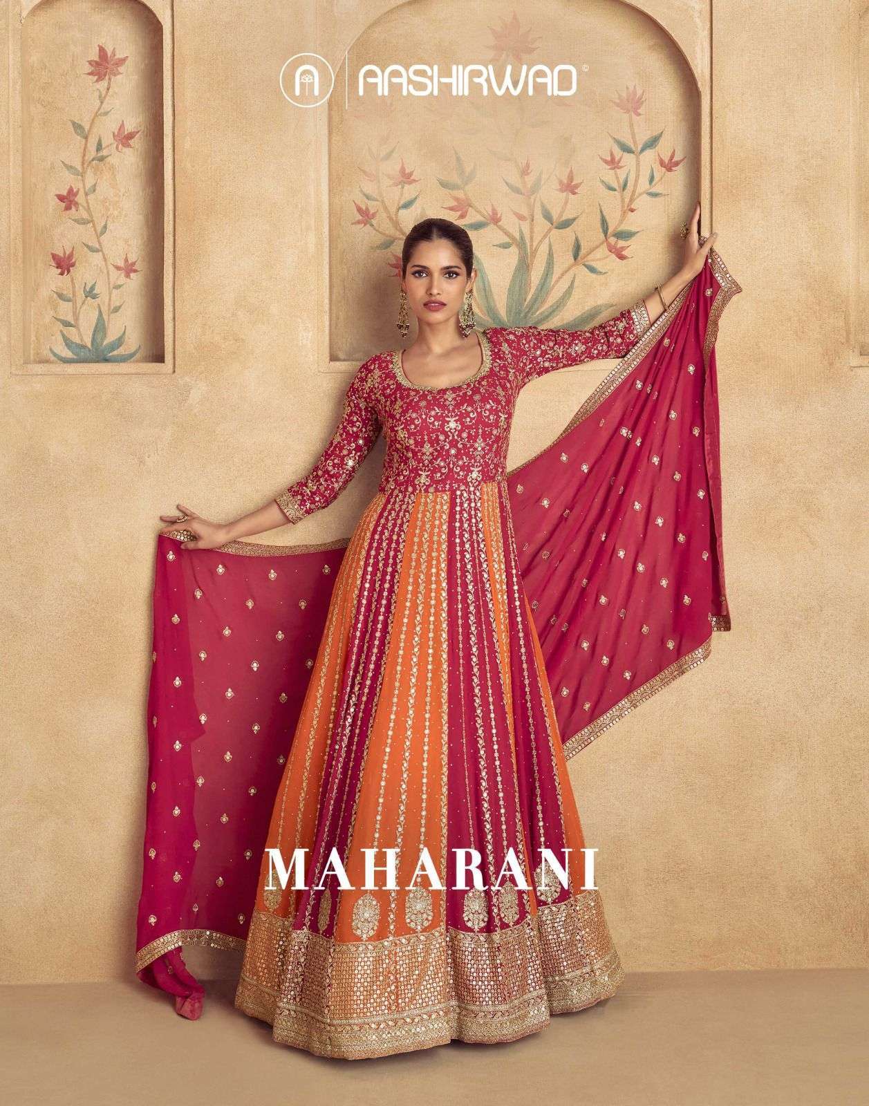 AASHIRWAD MAHARANI 10072 TO 10075 PARTYWEAR LONG GOWN DRESS WHOLESALER 2024