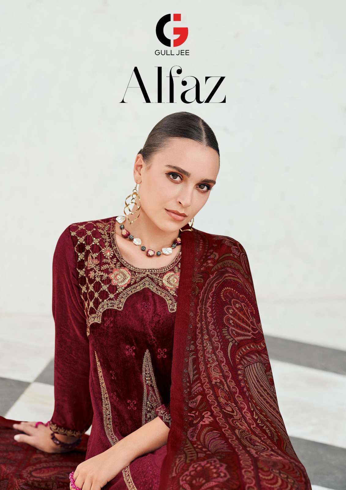 GULL JEE ALFAZ LATEST DESIGNER VELVET SUIT COLLECTION WHOLESALER 2024