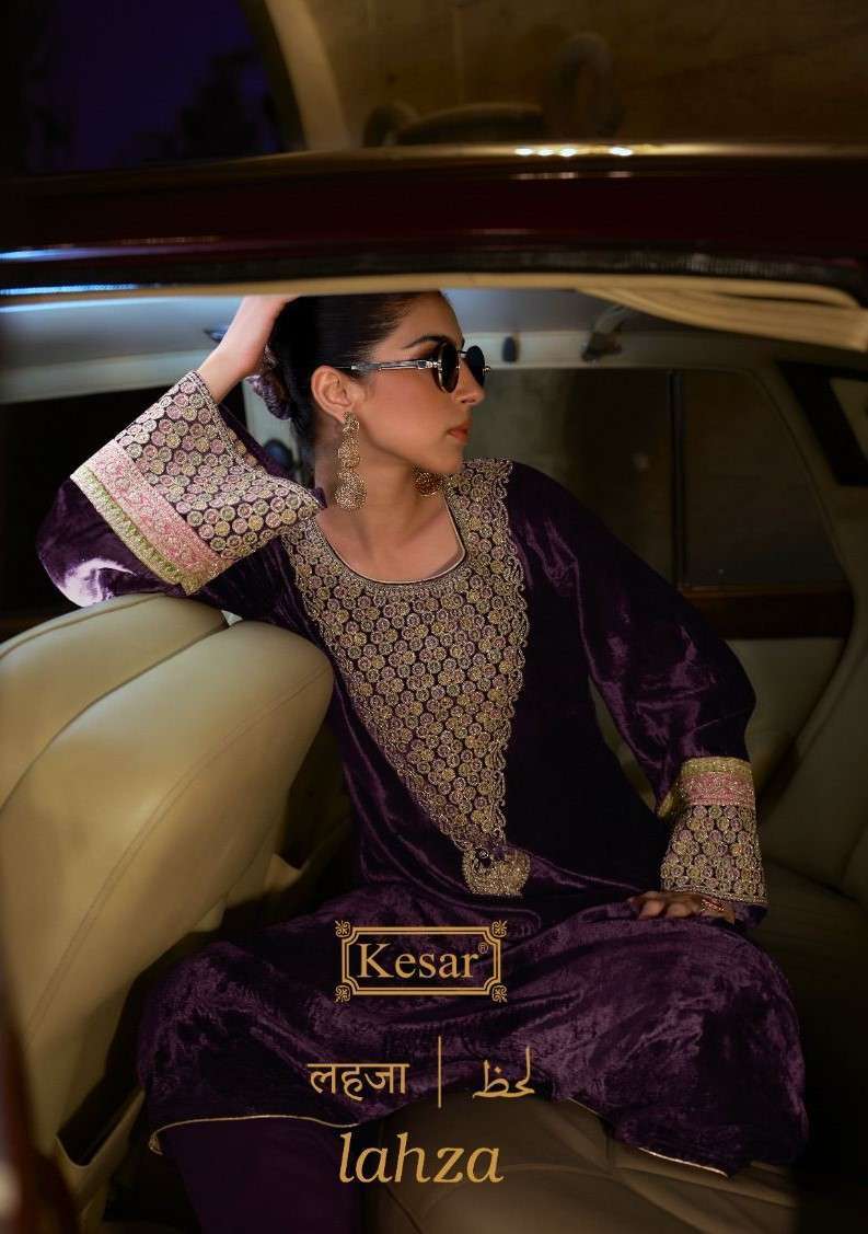 KARACHI PRINTS KESAR LAHZA LATEST DESIGNER VELVET SUIT CATALOGUE WHOLESALER 