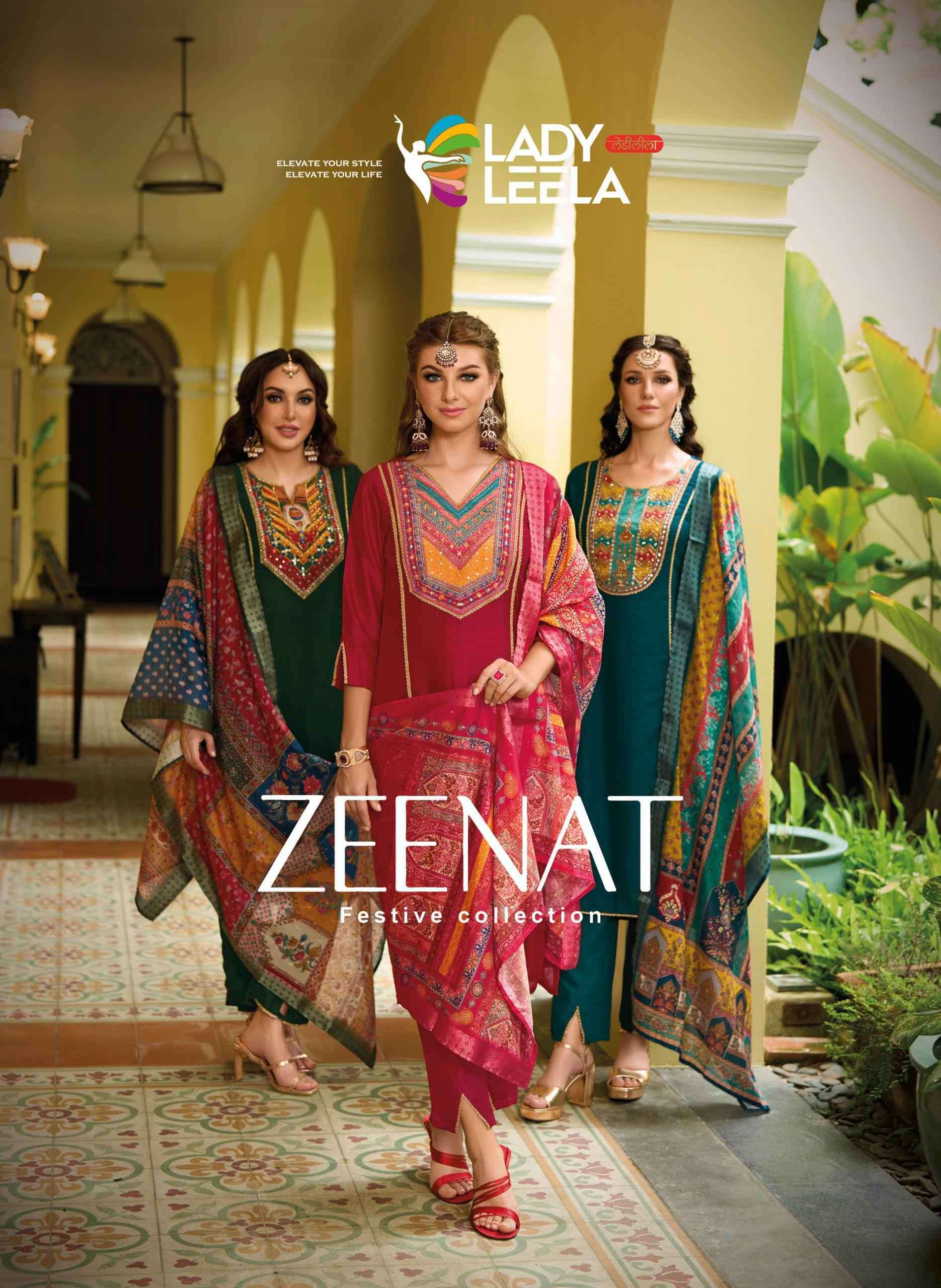 LADY LEELA ZEENAT DESIGNER KURTI BOTTOM DUPATTA PAIR COLLECTION 