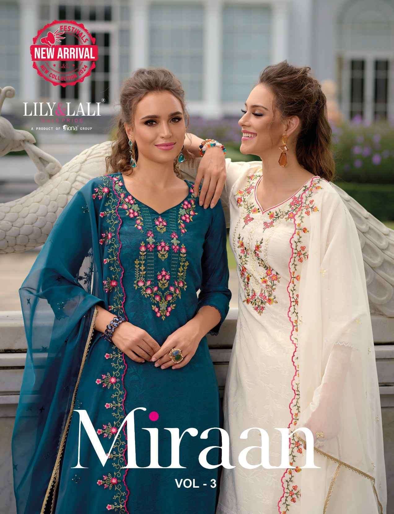 LILY AND LALI MIRAAN VOL 3 LATEST DESIGNER KURTI PANT WITH DUPATTA COLLECTION WHOLESALER