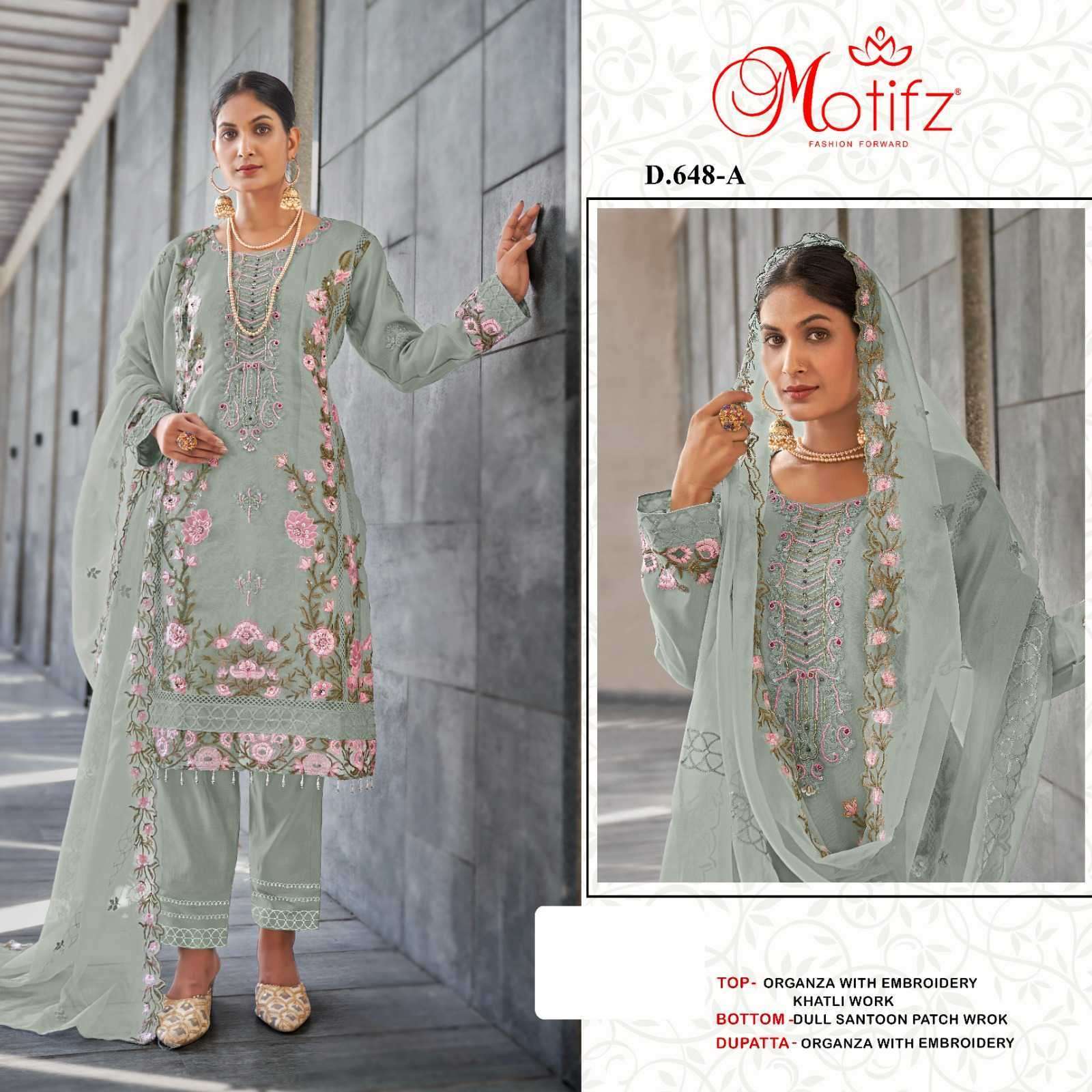 MOTIFZ D 648 COLORS FANCY KHATLI WORK PAKISTANI DRESS NEW COLLECTION WHOLESALER 2024
