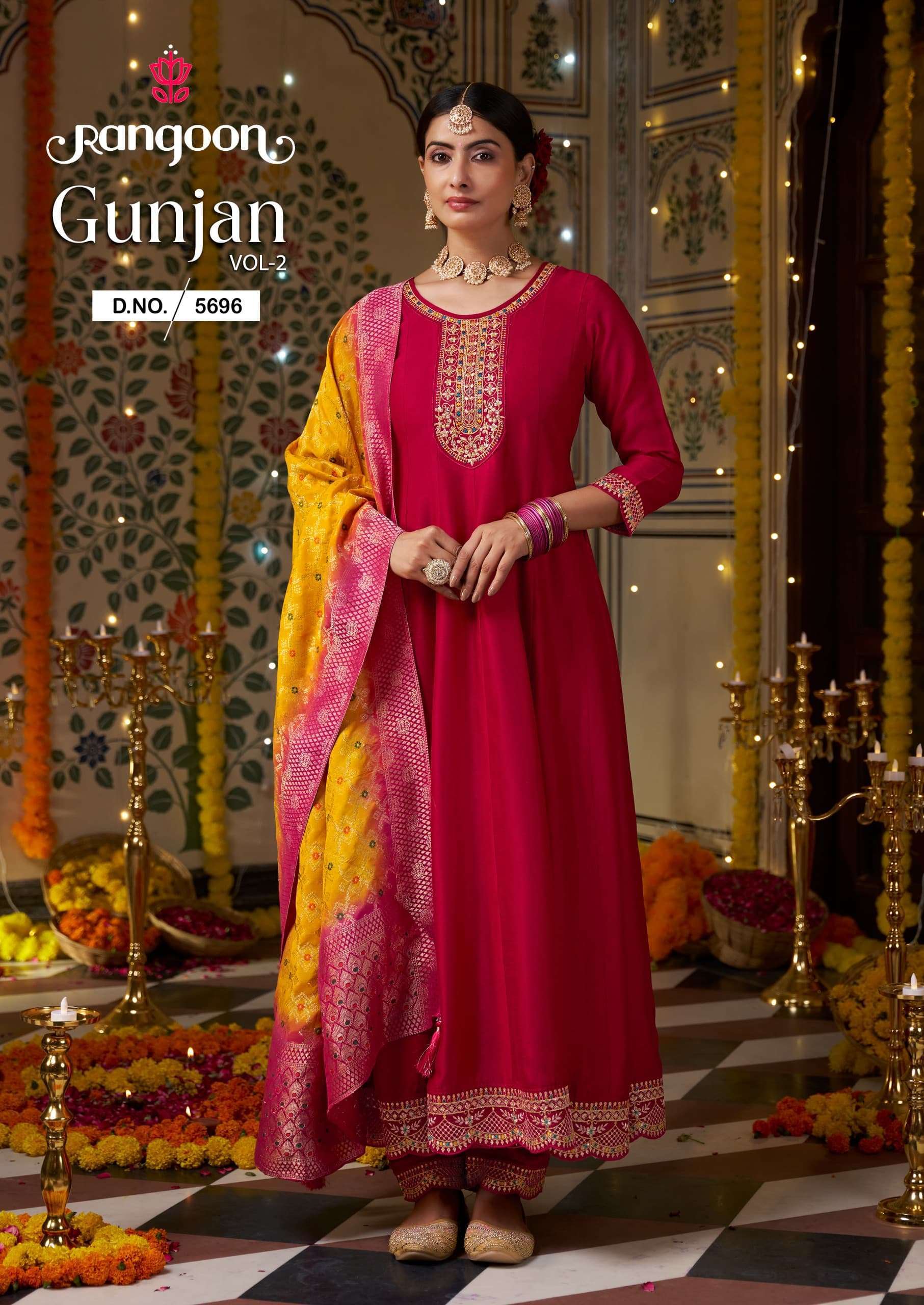 RANGOON GUNJAN VOL 2 ANARKALI  STYLE DRESS COLLECTION WHOLESALER 2024