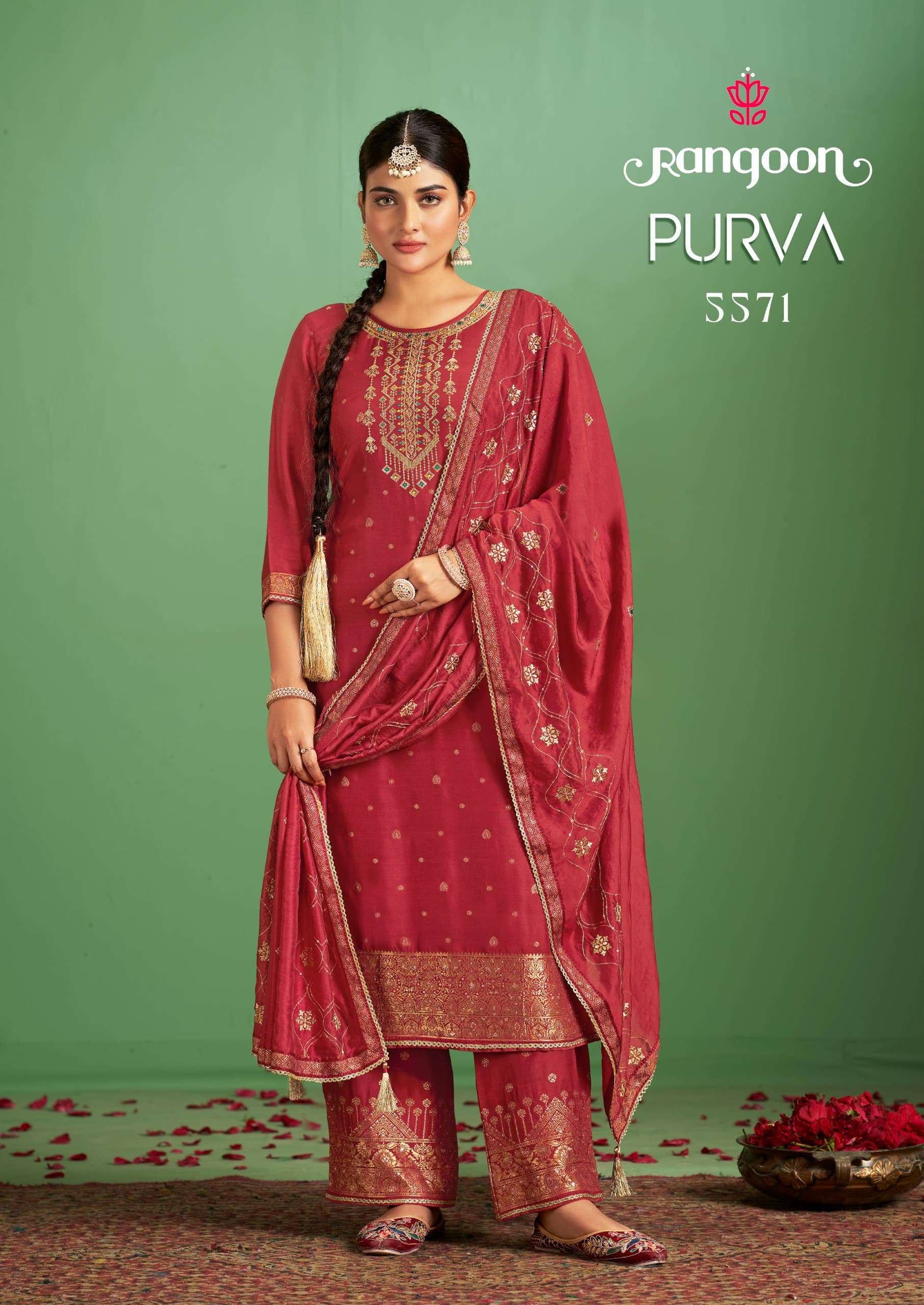 RANGOON PURVA PURE MUSLIN JACQUARD MUSLIN 3 PIECE SUIT CATALOG SUPPLIER WHOLESALER 