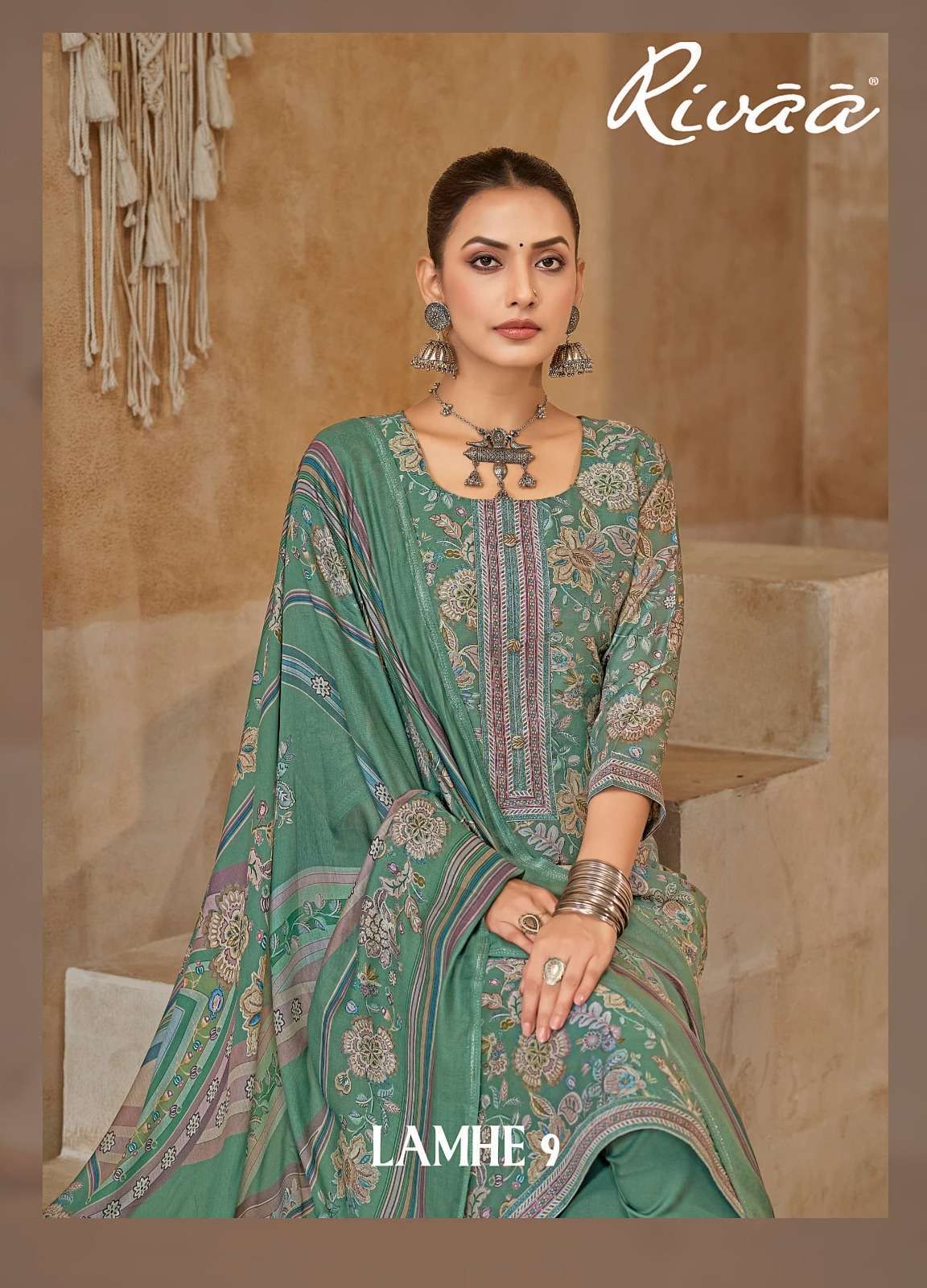 RIVAA LAMHE VOL 9 FANCY DIGITAL PRINTS PASHMINA SUIT CATALOGUE WHOLESALER 2024