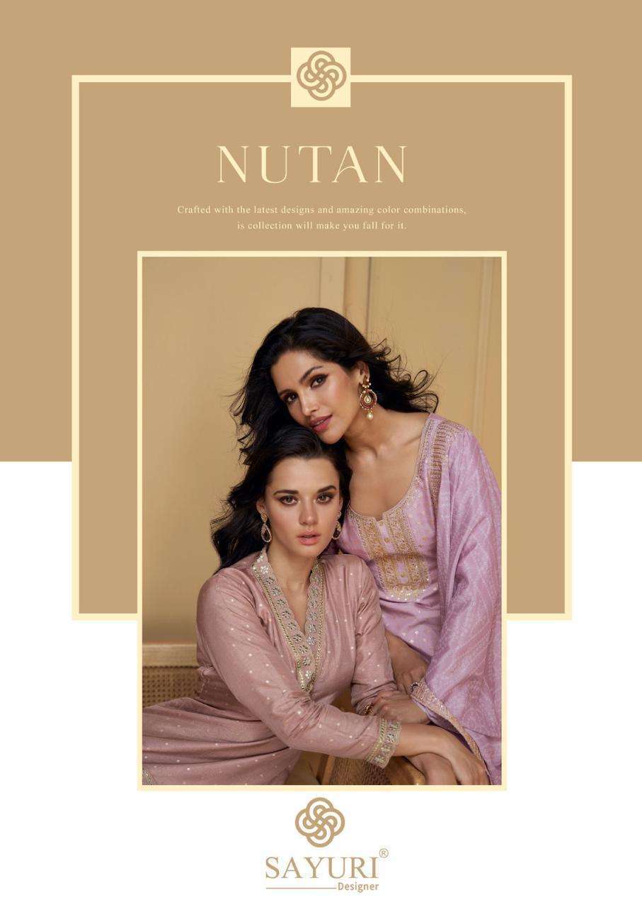 SAYURI NUTAN 5570 TO 5573 PARTYWEAR STYLE 3 PIECE SET COLLECTION WHOLESALE PRICE 