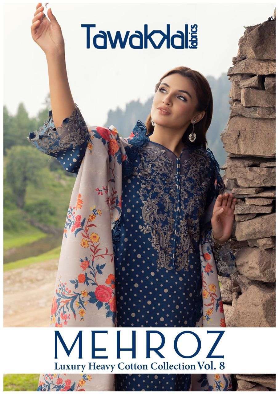 TAWAKKAL MEHROZ VOL 8 COTTON DRESS MATERIAL SUIT COLLECTION SUPPLIER 