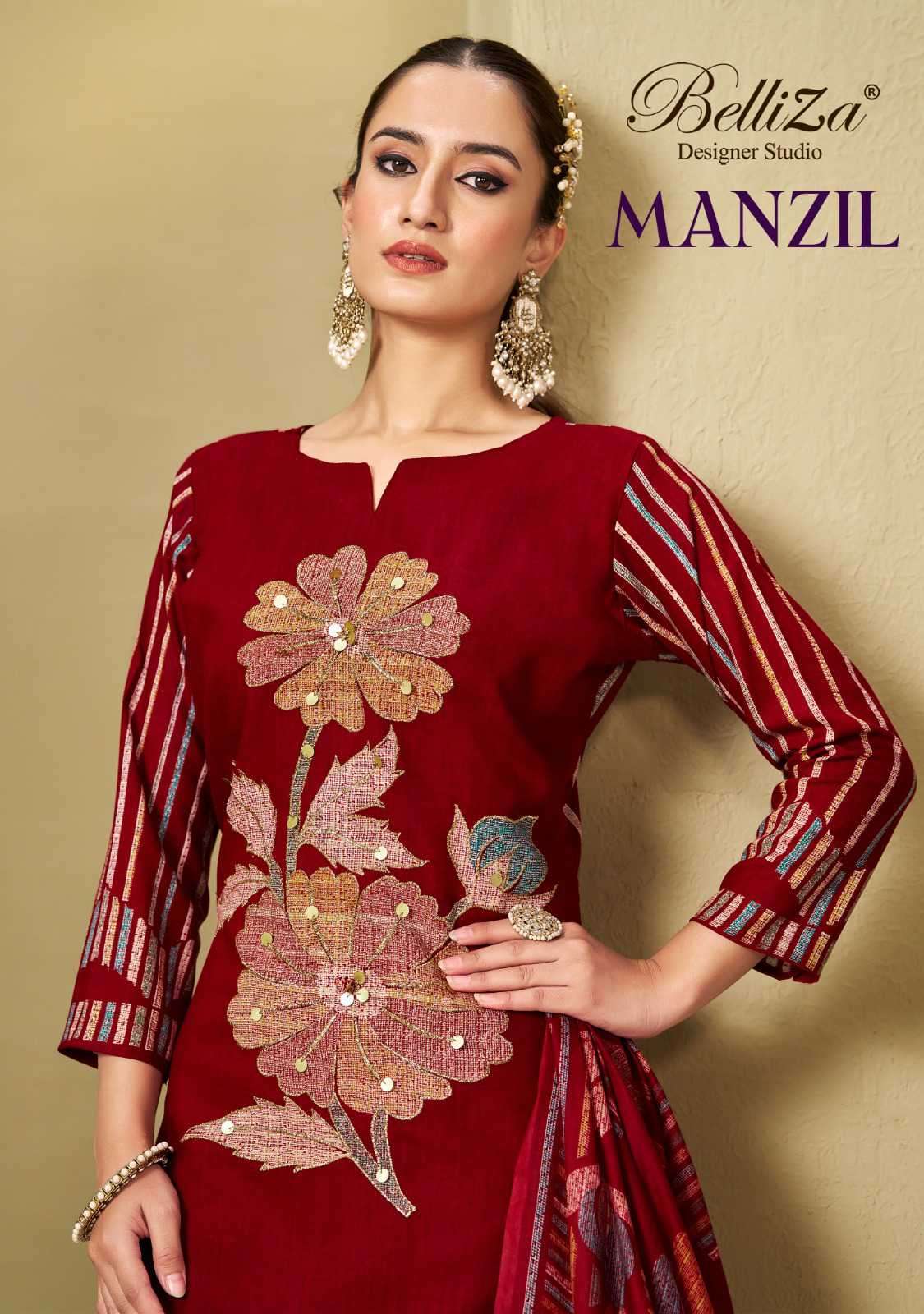 BELLIZA MANZIL RAYON VISCOSE UNSTITCH SUIT CATALOG WHOLESALER 