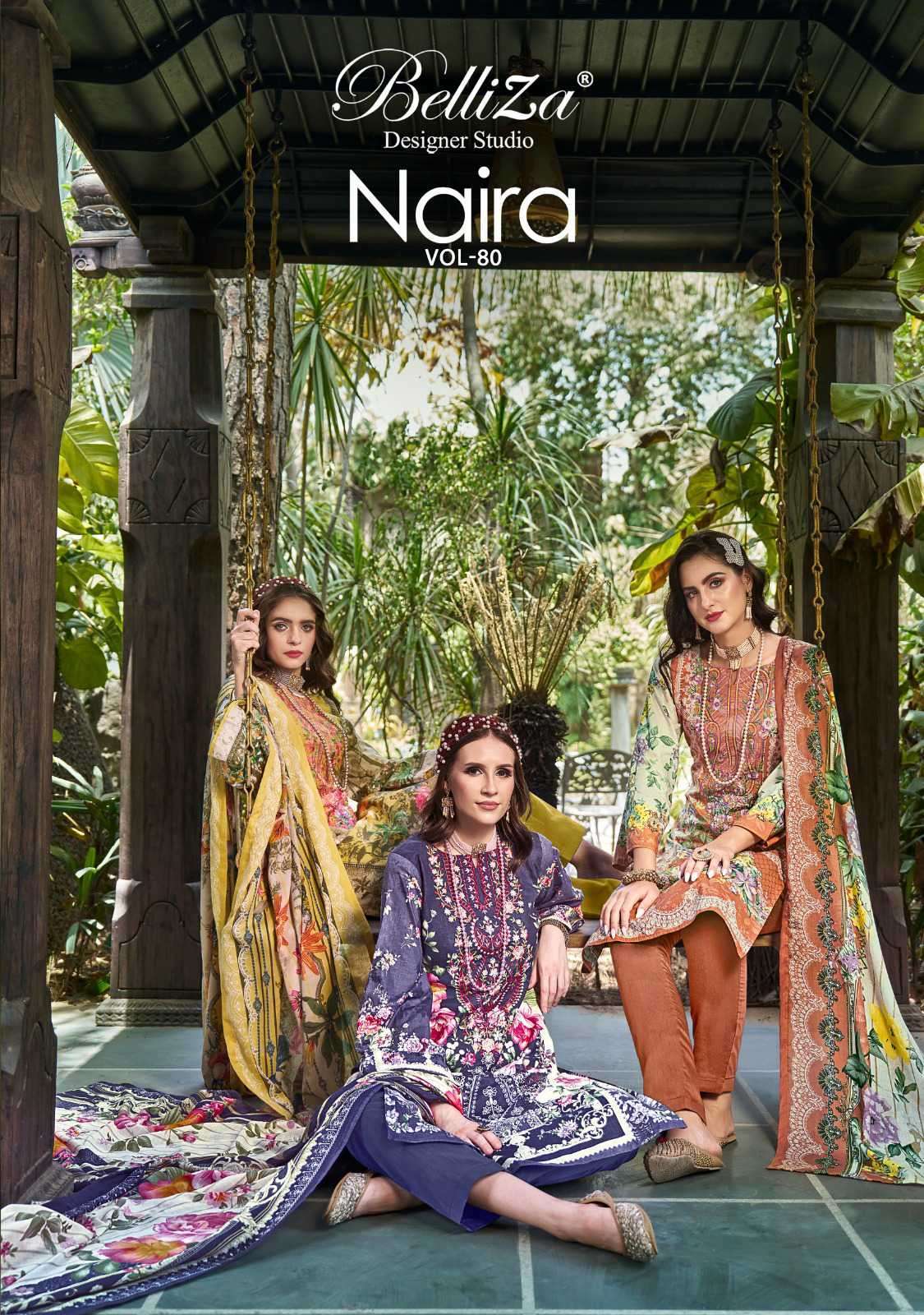 BELLIZA NAIRA VOL 80 DIGITAL PRINTED PURE COTTON SALWER SUIT COLLECTION WHOLESALE PRICE 