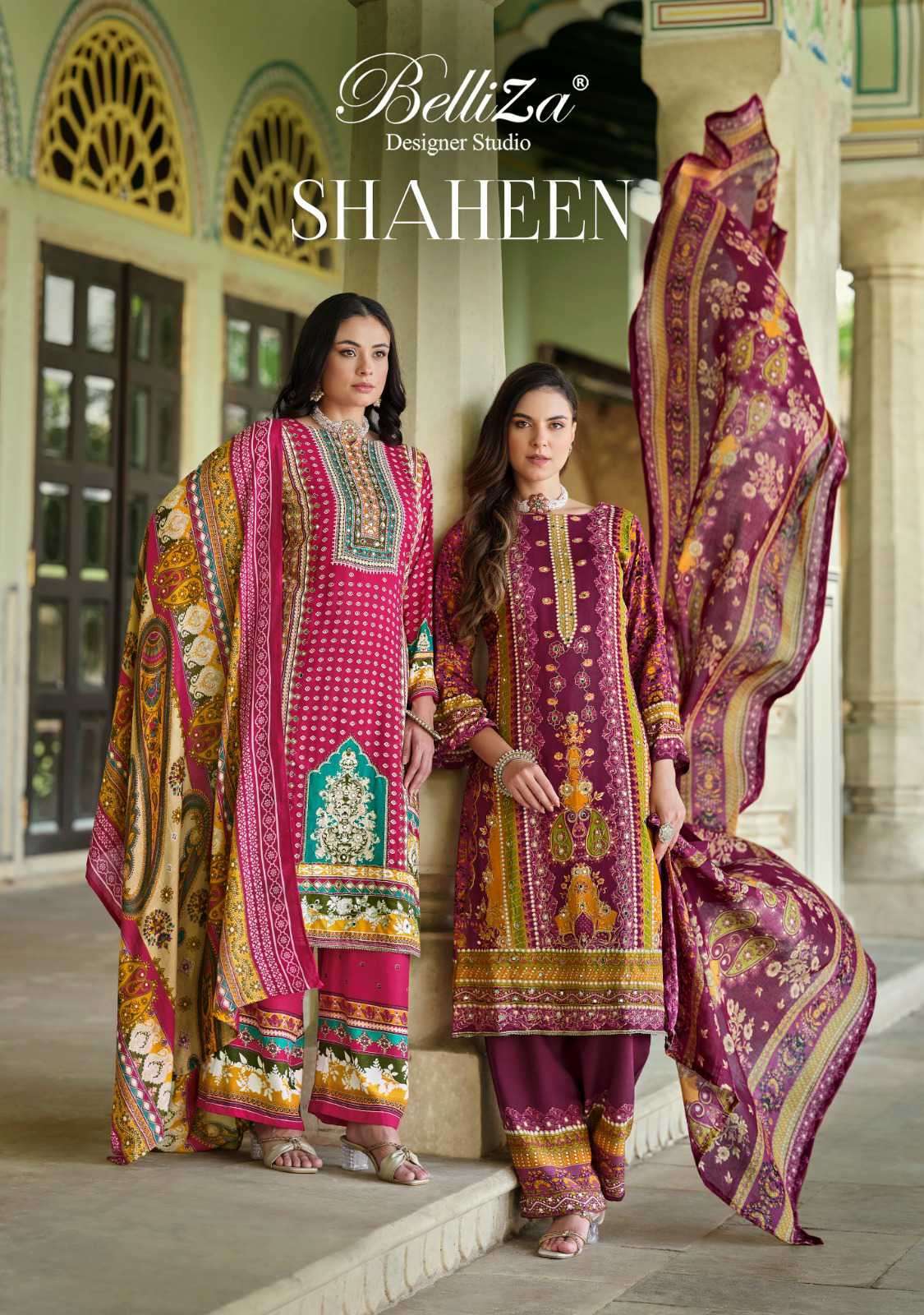 BELLIZA SHAHEEN DIGITAL PRINTED FANCY RAYON SUIT CATALOG SUPPLIER 