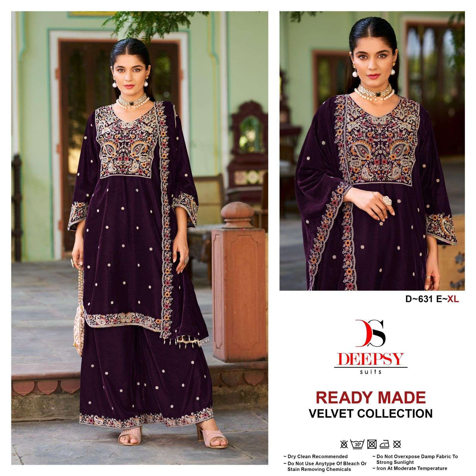 DEEPSY D 631 COLORS READYMADE VELVET PAKISTANI DESIGNER SUIT WHOLESALER 