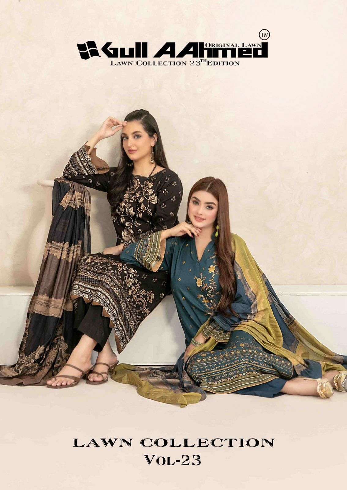 GULL AAHMED LAWN COLLECTION VOL 23 PURE LAWN LADIES DRESS MATERIAL WHOLESALE PRICE DEALER 