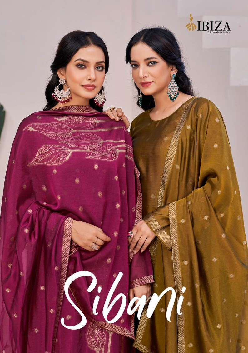 IBIZA SIBANI PURE BANGLORY SILK LADIES SUIT CATALOG SUPPLIER IN SURAT 