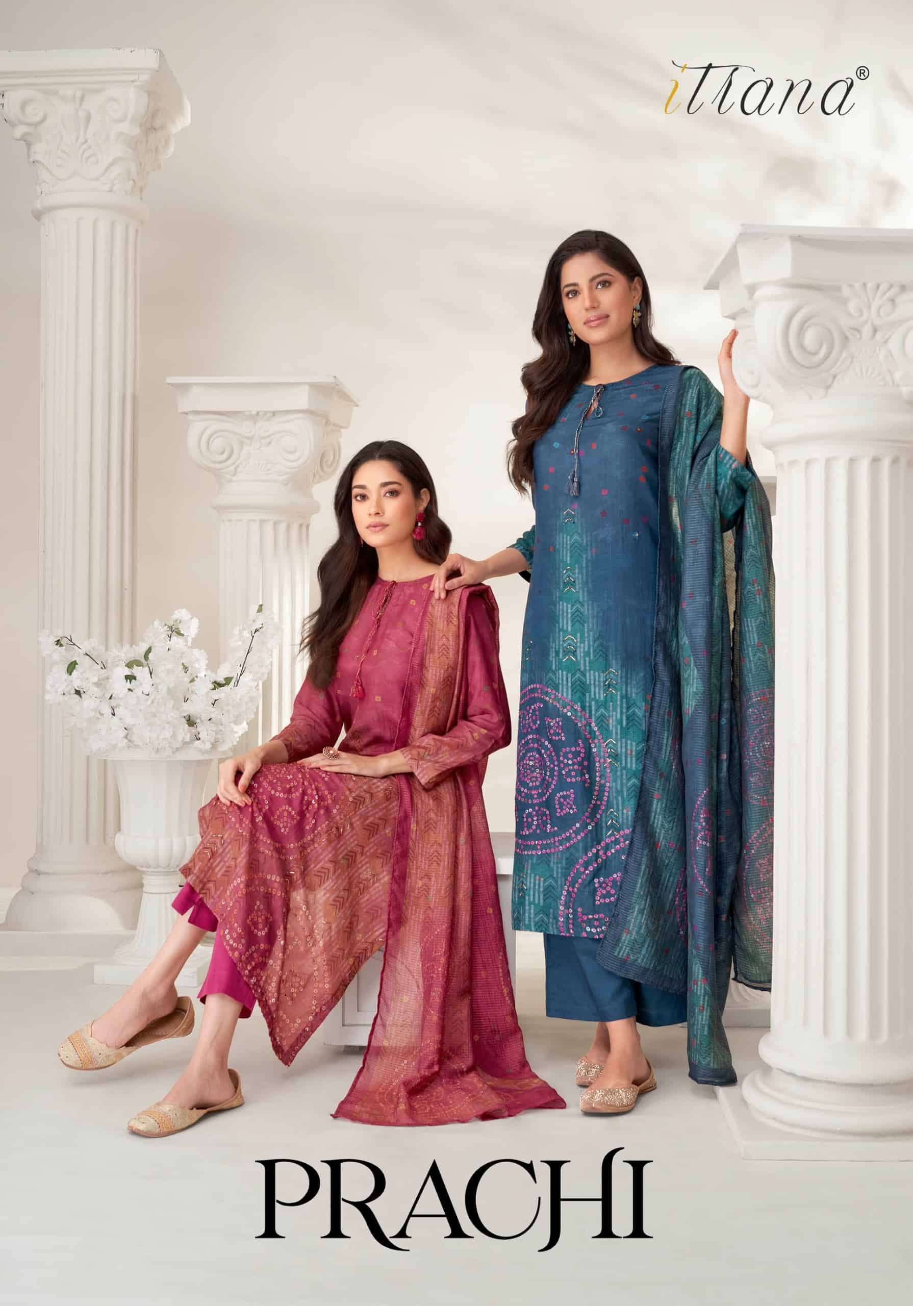 ITRANA PRACHI FANCY MUSLIN SILK LADIES SUIT CATALOG SUPPLIER 2024