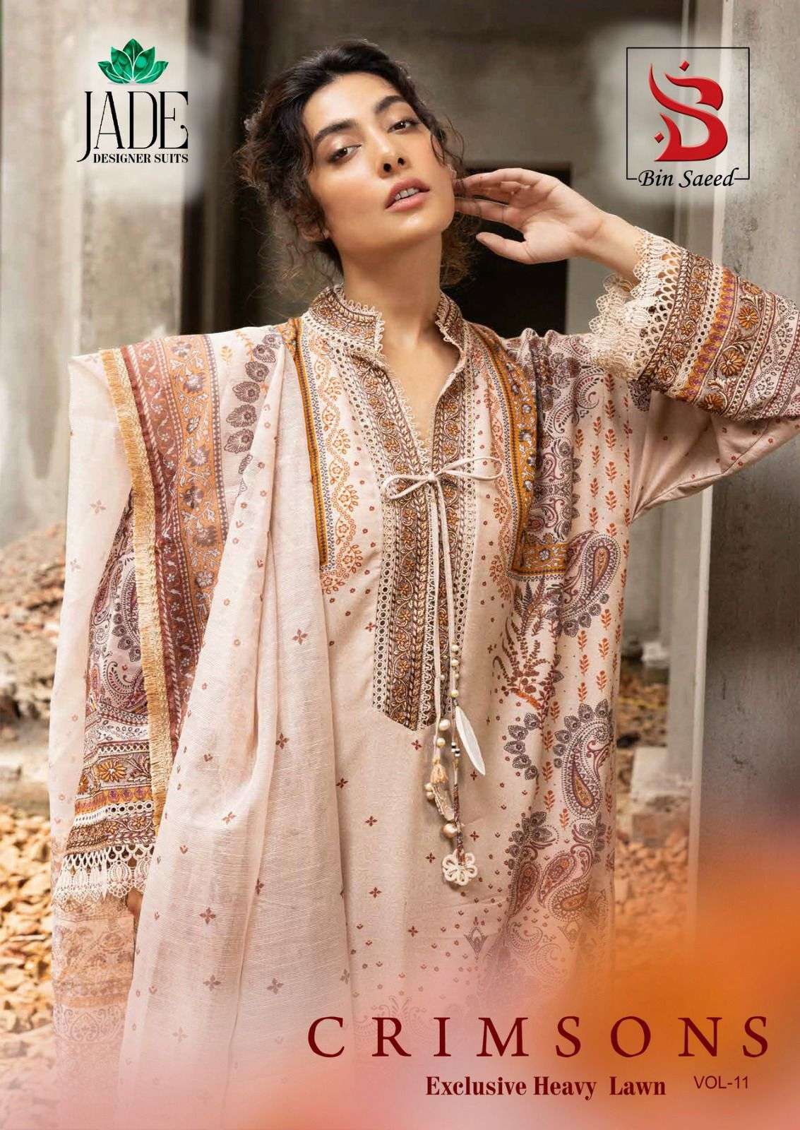 JADE CRIMSON VOL 11 PURE LAWN DRESS MATERIAL CATALOG WHOLESALER 