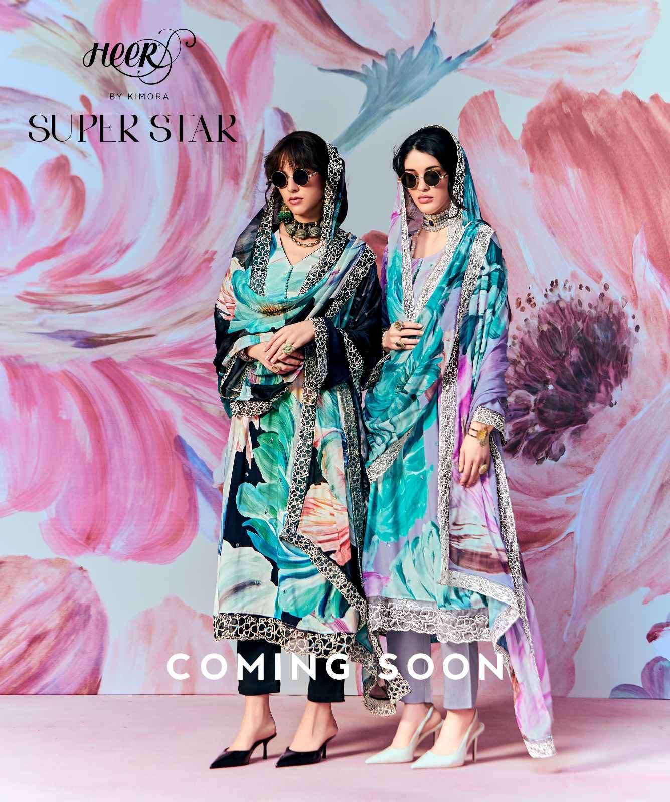 KIMORA HEER SUPER STAR PURE MUSLIN FANCY LADIES SUIT COLLECTION WHOLESALE PRICE 