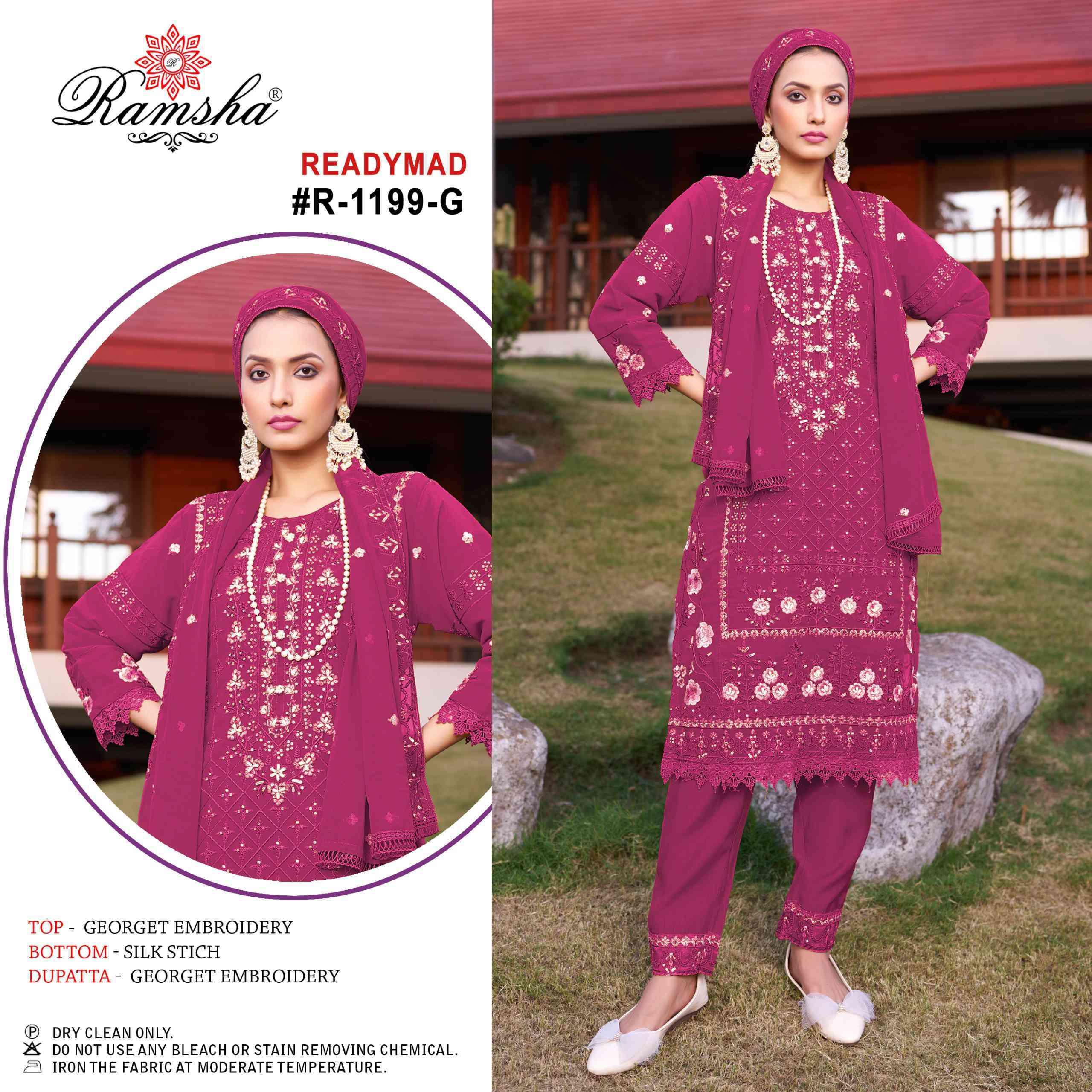 RAMSHA R 1199 NX VOL 2 READYMADE GEORGETTE PAKISTANI SUIT WHOLESALER