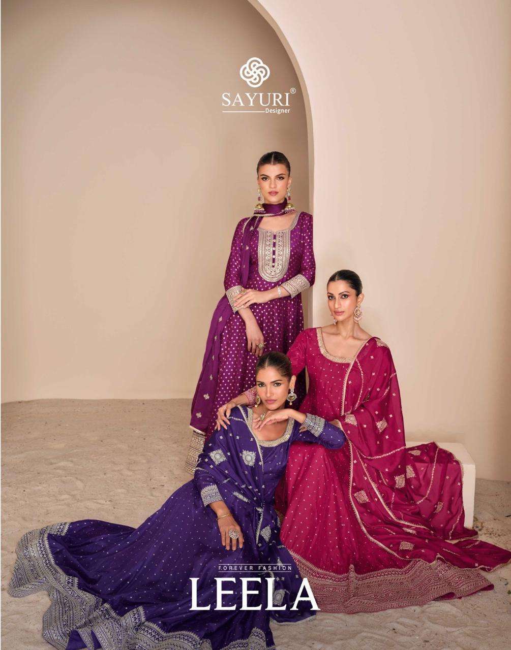 SAYURI LEELA 5665 TO 5667 DESIGNER GOWN DUPATTA SET NEW COLLECTION WHOLESALER 