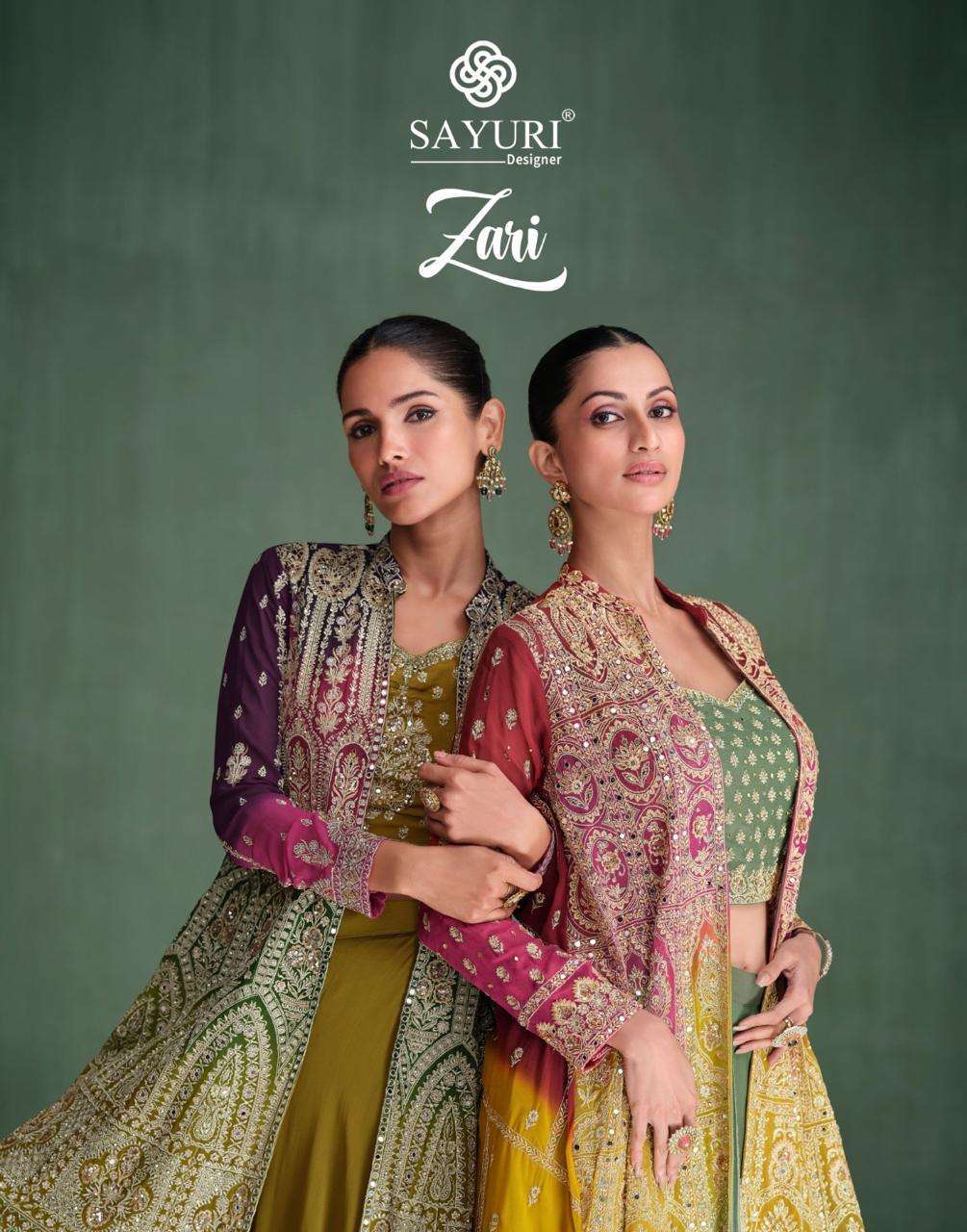 SAYURI ZARI 5679 AND 5680 PARTYWEAR INDO WESTERN SHRUG SUIT LATEST CATALOGUE 2024